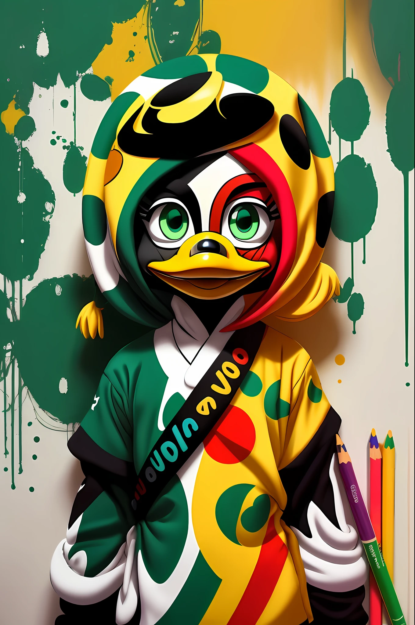 ((Character Zé Carioca - Creator: Walt Disney)) ), ,,  Eduardo Kobra acolchoamento ,multidimensional geometric wall PORTRAIT, arte, Chibi,
Yang08k, lindo,( Colouring(verde,branco)
Primary works, qualidade superior, melhor qualidade, Arte Oficial, Beautiful and Aesthetic,)) ), ,,  Eduardo Kobra acolchoamento ,multidimensional geometric wall PORTRAIT, arte, Chibi,
Yang08k, lindo, (Colouring,verde,amarelo e branco)
Primary works, qualidade superior, melhor qualidade, Arte Oficial, Beautiful and Aesthetic,