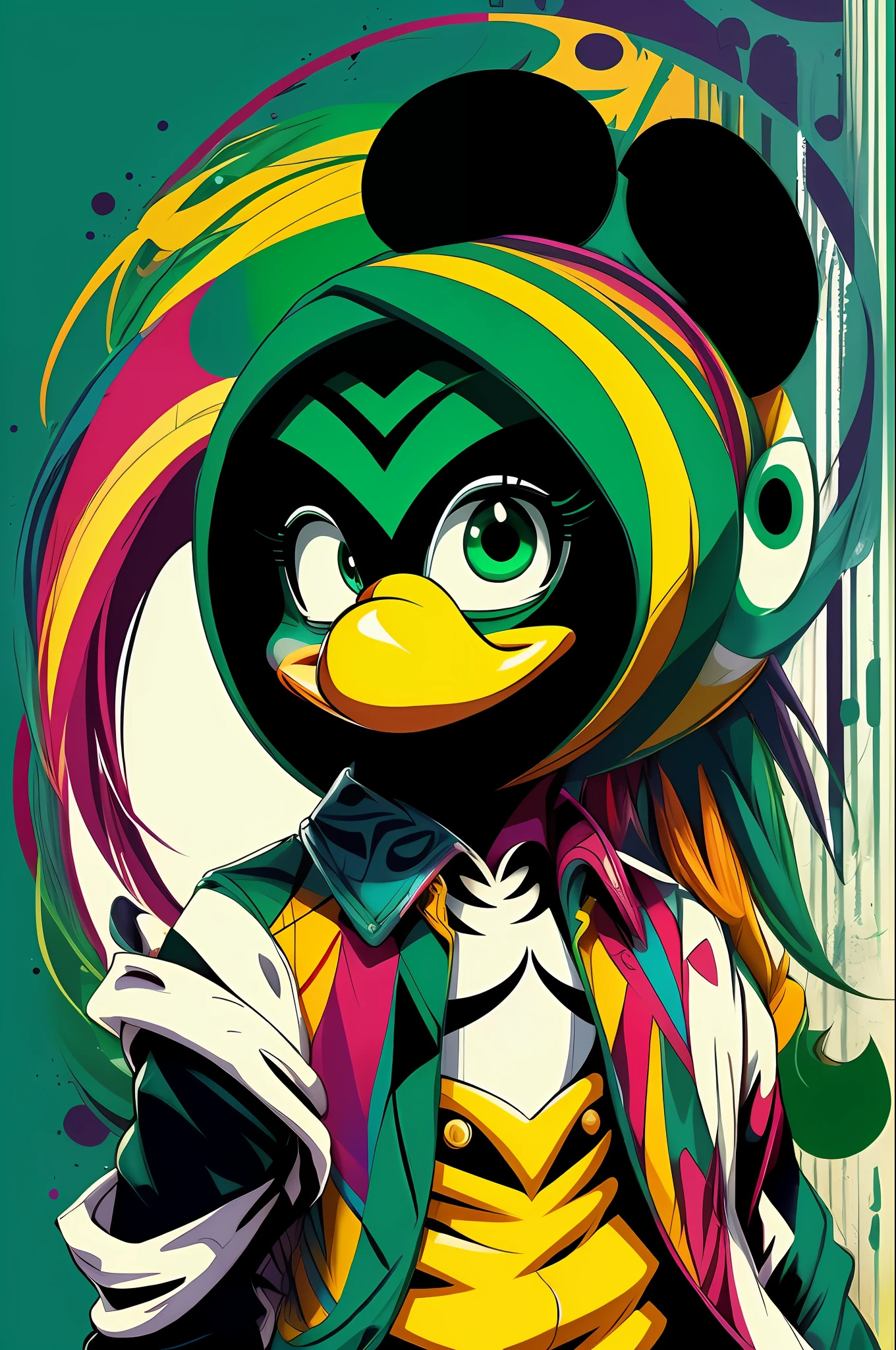 ((Character Zé Carioca - Creator: Walt Disney)) ), ,,  Eduardo Kobra acolchoamento ,multidimensional geometric wall PORTRAIT, arte, Chibi,
Yang08k, lindo,( Colouring(verde,branco)
Primary works, qualidade superior, melhor qualidade, Arte Oficial, Beautiful and Aesthetic,)) ), ,,  Eduardo Kobra acolchoamento ,multidimensional geometric wall PORTRAIT, arte, Chibi,
Yang08k, lindo, (Colouring,verde,amarelo e branco)
Primary works, qualidade superior, melhor qualidade, Arte Oficial, Beautiful and Aesthetic,
