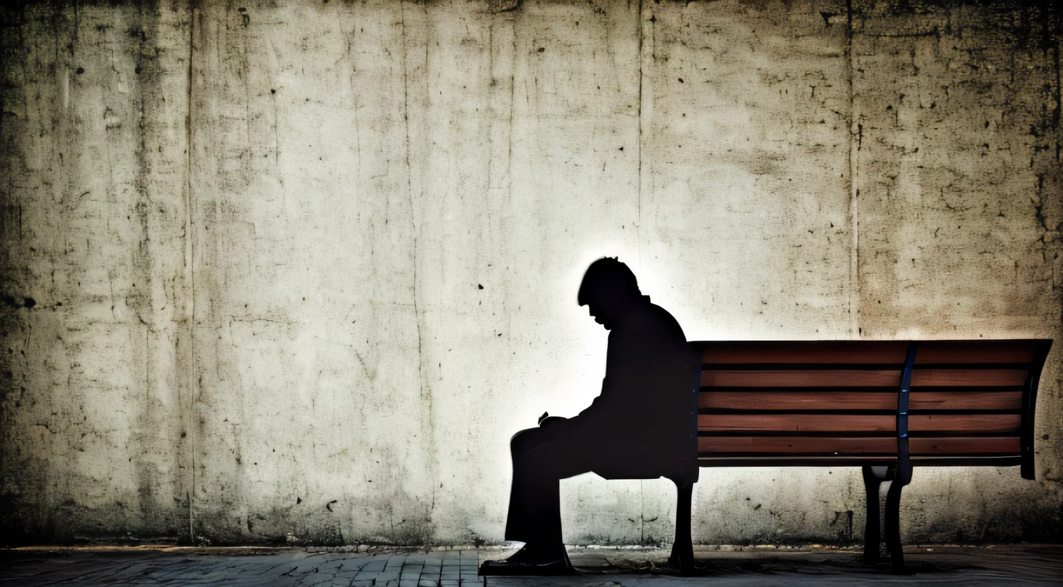 There's a philosopher sitting on a bench in a park, pensive lonely, lonely and sad, sombrio e deprimido, homem triste, Dor, Sunniness, lone, solitary atmosphere, Triste e Lonley, Sitting not bench, sentado em um banco, tristeza e desespero, banco, quadro emocional, imagem deprimente, Melancholic art, Bancos, photo manipulation, mourning, filosofo pensativo --auto