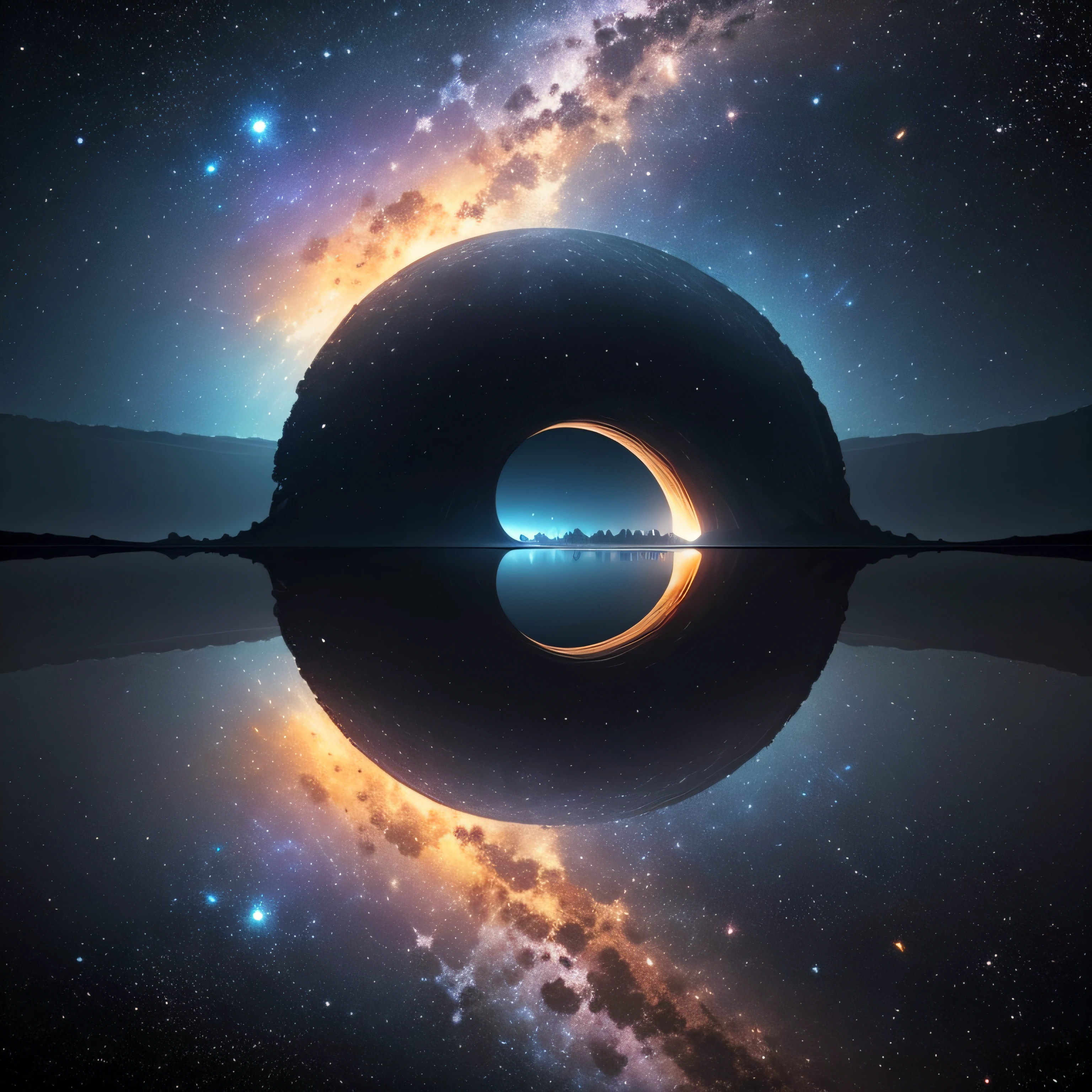 Black holes in the distance are ravaging the Milky Way，Located in space，Deep starry sky，the boundless universe，mistic，fantasy，The bottomless abyss is in the sea，Ocean --auto