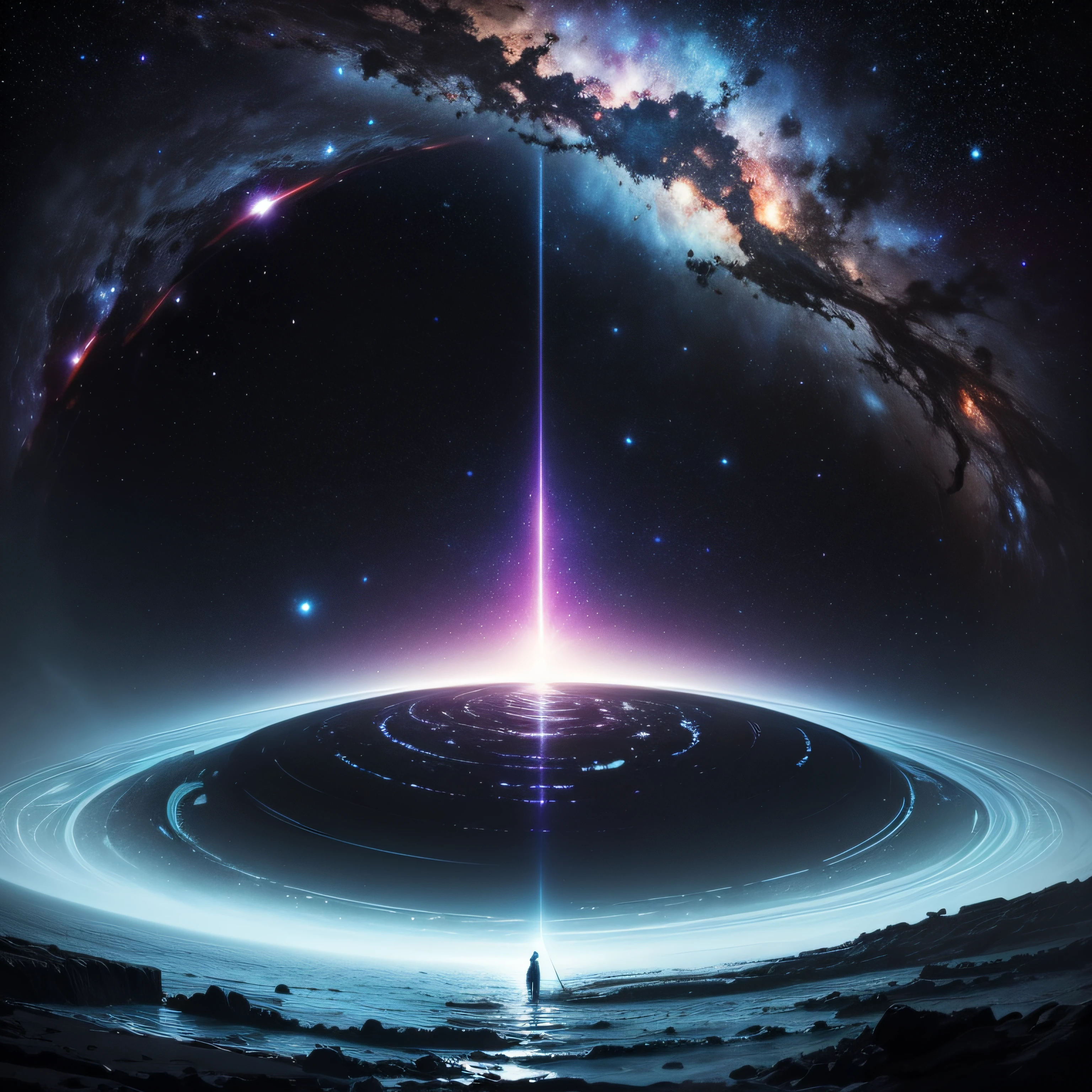 Black holes in the distance are ravaging the Milky Way,Located in space,Deep starry sky,the boundless universe,mistic,fantasy,The bottomless abyss is in the sea,Ocean --auto