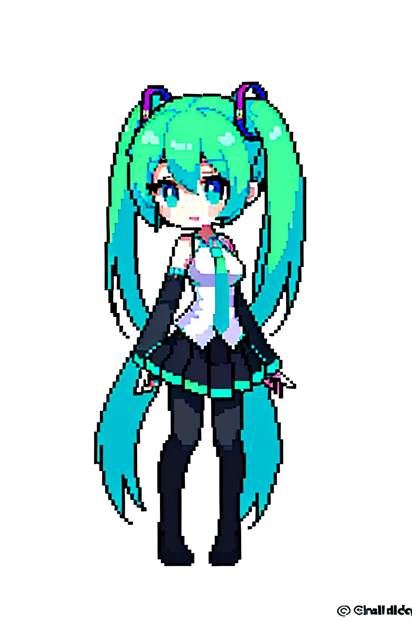 （tmasterpiece，top-quality，best qualityer），pix，pixelart，1girll，Big breasts Hatsune Miku，full bodyesbian