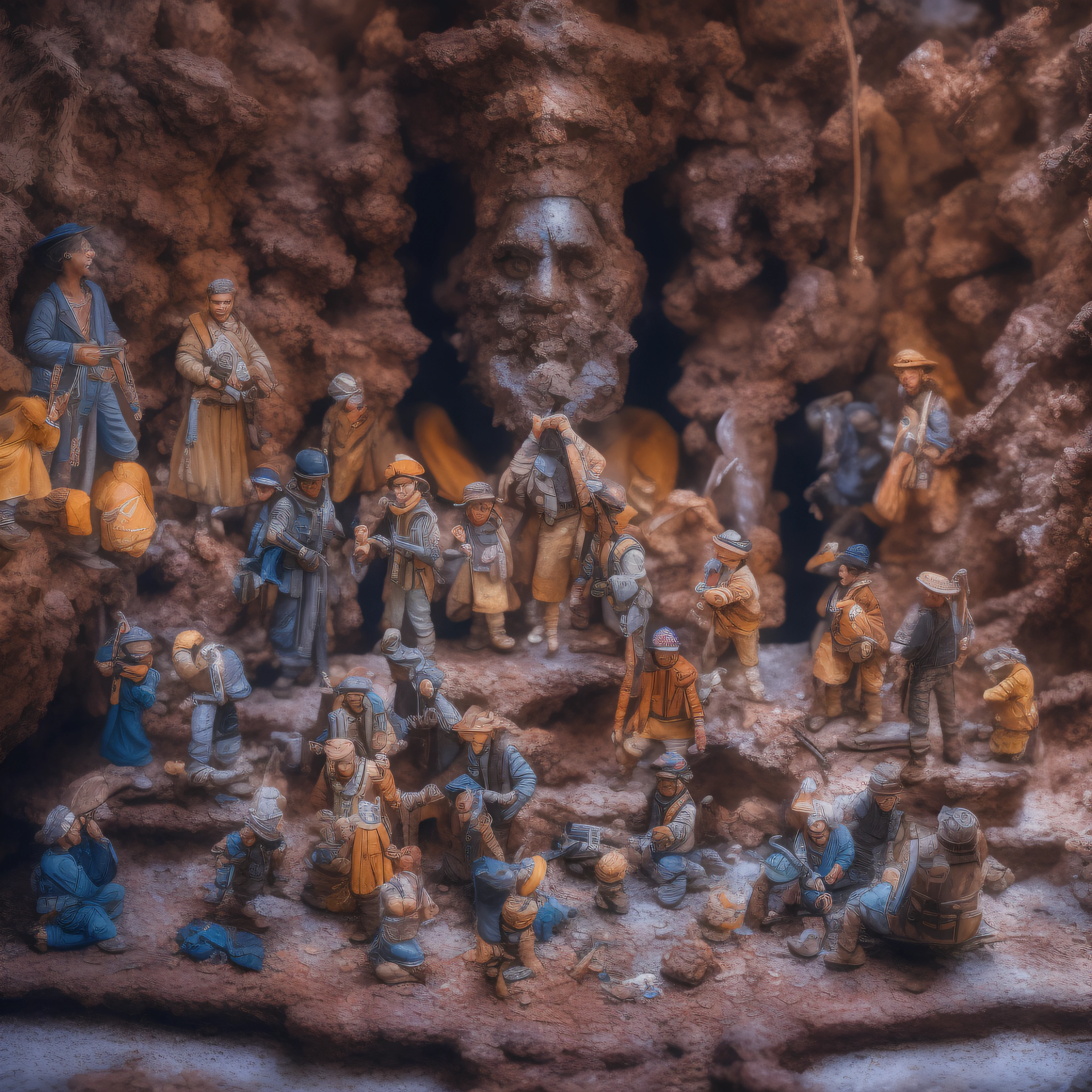 deep-shadows、sinister、Award-winning photos、top-quality、​masterpiece、Nikon D850 Film Stock Photo 4 Kodak Portra 400 Camera F1.6 Lenses Rich colors Hyper Realistic Vibrant textures Dramatic lighting、unreal、Sinestil 800s、wide-angle lens、microcosm、Miniature Figure Art