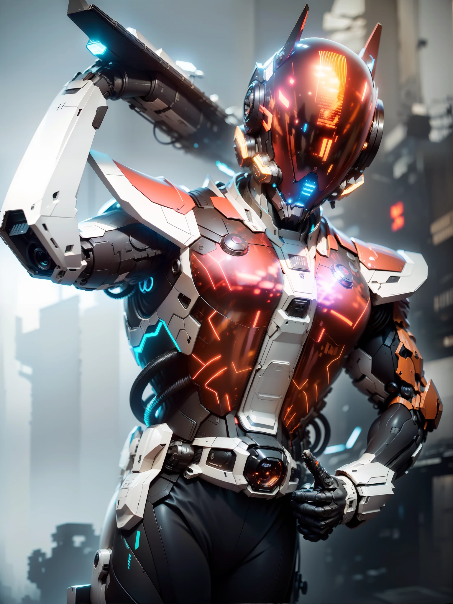 Realiy,photorealestic,Machinary,mechs,Technologie,musculous,glowing light eyes,Burly body,style of photography,Real scenery(Metallic texture 1.8)(Excess detail 2)(High resolution1.6)(4K clarity1.9)(Carbon fiber 1.5)(Metal reflection 1.5),Neon lights