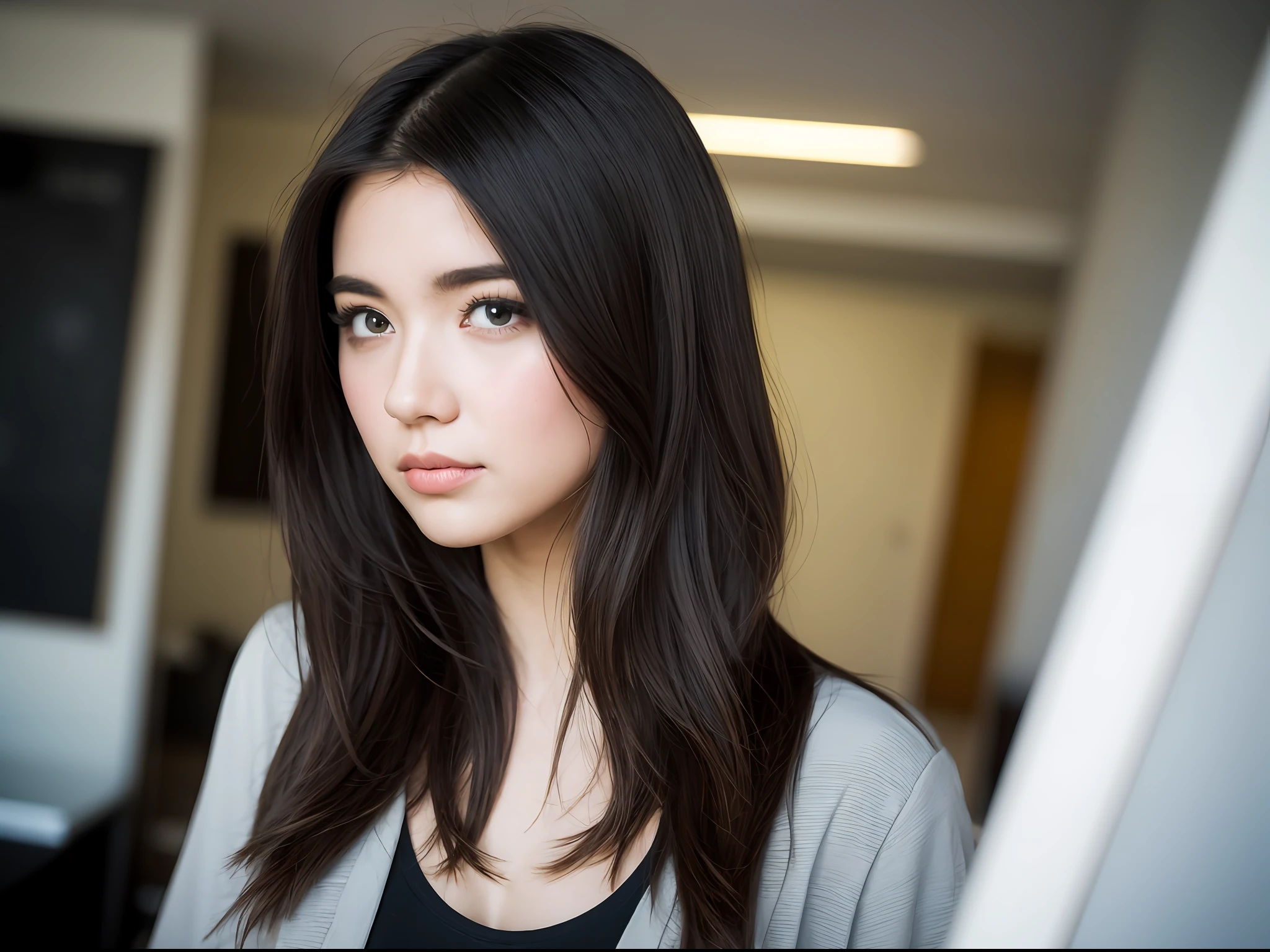 ['art by Ilya Kuvshinov,  photograph, high angle shot of a Ultrarealistic  woman, from inside of a University, Art Deco, film grain, Canon eos 5d mark 4, telephoto lens', 'art by Ilya Kuvshinov,  photograph, high angle shot of a Ultrarealistic  woman, from inside of a University, Art Deco, film grain, Canon eos 5d mark 4, telephoto lens']