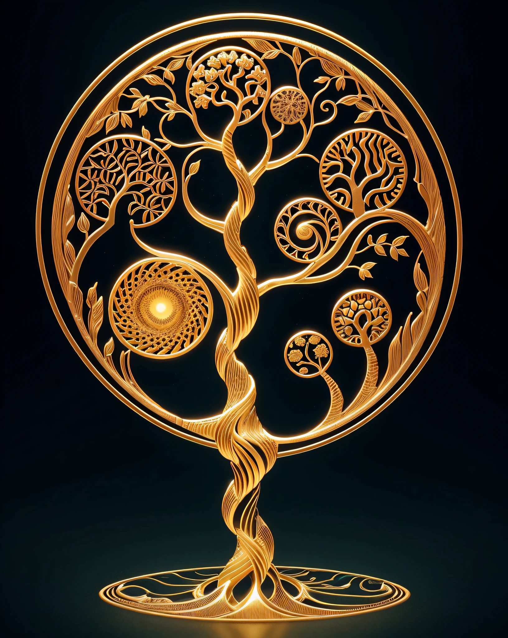 (Evolution of life)、Fibonacci、the golden ratio、melted wax、Visible brush strokes、3D tessellation wireframe、neural graphic、neurons、The Tree of Life、Farbe、tenderness、passion、The ultra -The high-definition、8K UHD、masterpiece