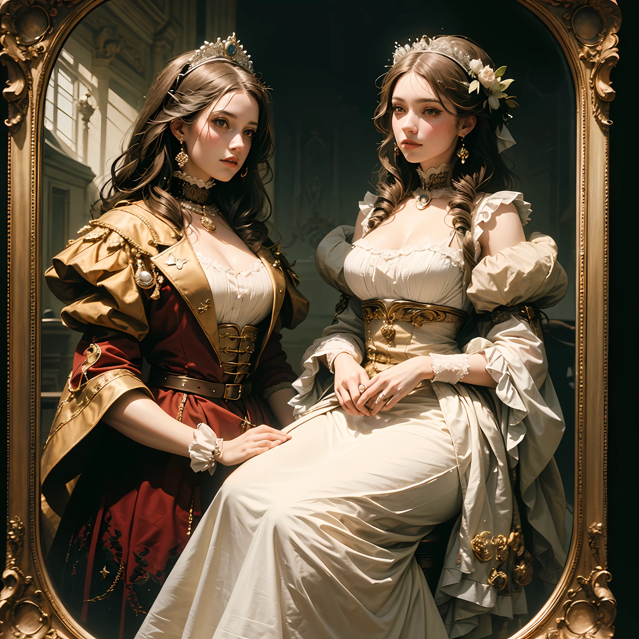 High quality(Highest Quality) , High quality(hiquality)　etc ○○ detailed – ○○ details ultra detailed(Ultra-fine ) , Extremely detailed(Extremely detailed) , Finely detailed(Fine-grained)　etc ○○ res – ○○ resolution ultra high res(超A high resolution) , very high res(hight resolution)　etc Realistic – Realistic Photorealistic – photorealistic beautiful – beautiful 4k , 8K , 16K – 4K image quality , 8K , 16k distinct – clearly Best Aesthetic – Supremely Aesthetic ，Marie Antoinette，Palace of Versailles，ue，（（1girl in）），up hairstyle，French dress，rokoko，pannier，hoop skirt --auto