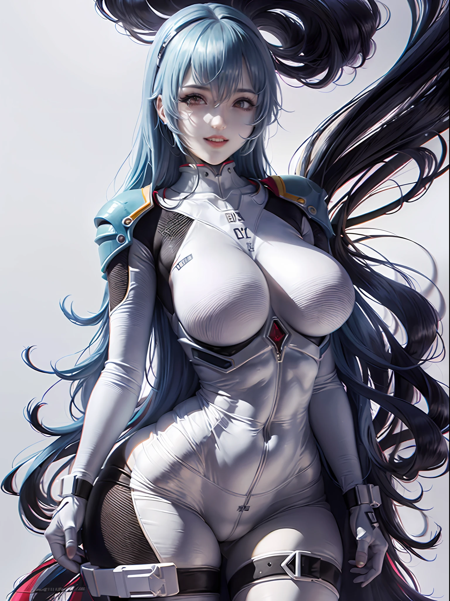 Photorealistic, Show from the hips to the shoulders, girl,Woman,Female, young, 20 years old, beatiful detailed eyes, Log Cabage,bright skin, White skin, absurderes,High Art, Ridiculous resolution, High resolution, (masutepiece:1.4), super detailed, 1 Awkward Girl, Smooth skin, shiny milky skin, Colossal tits, Big ass , venusbody, doress、thick juicy thighs, 鎖骨, Cleavage Closed mouth, Smile, Cute face,Abs(, muscularwoman,) best quality,highly detailed,masterpiece,ultra-detailed,solo,1girl,(white background:1.5),(Delicate eyes),plugsuit, 1girl, star_\(sky\), short_hair, starry_sky, bodysuit, ayanami_rei, solo, night_sky, red_eyes, red_background, breasts, white_bodysuit, eyepatch, pilot_suit, lance_of_longinus, bangs, light_particles, interface_headset, (masterpiece:1.2), (best quality), (ultra detailed), (8k, 4k, intricate),(full-body-shot:1), (highly detailed:1.2),(detailed face:1.2), (detailed background),detailed landscape, (dynamic angle:1.2), (dynamic body), huge ass, huge boobs,