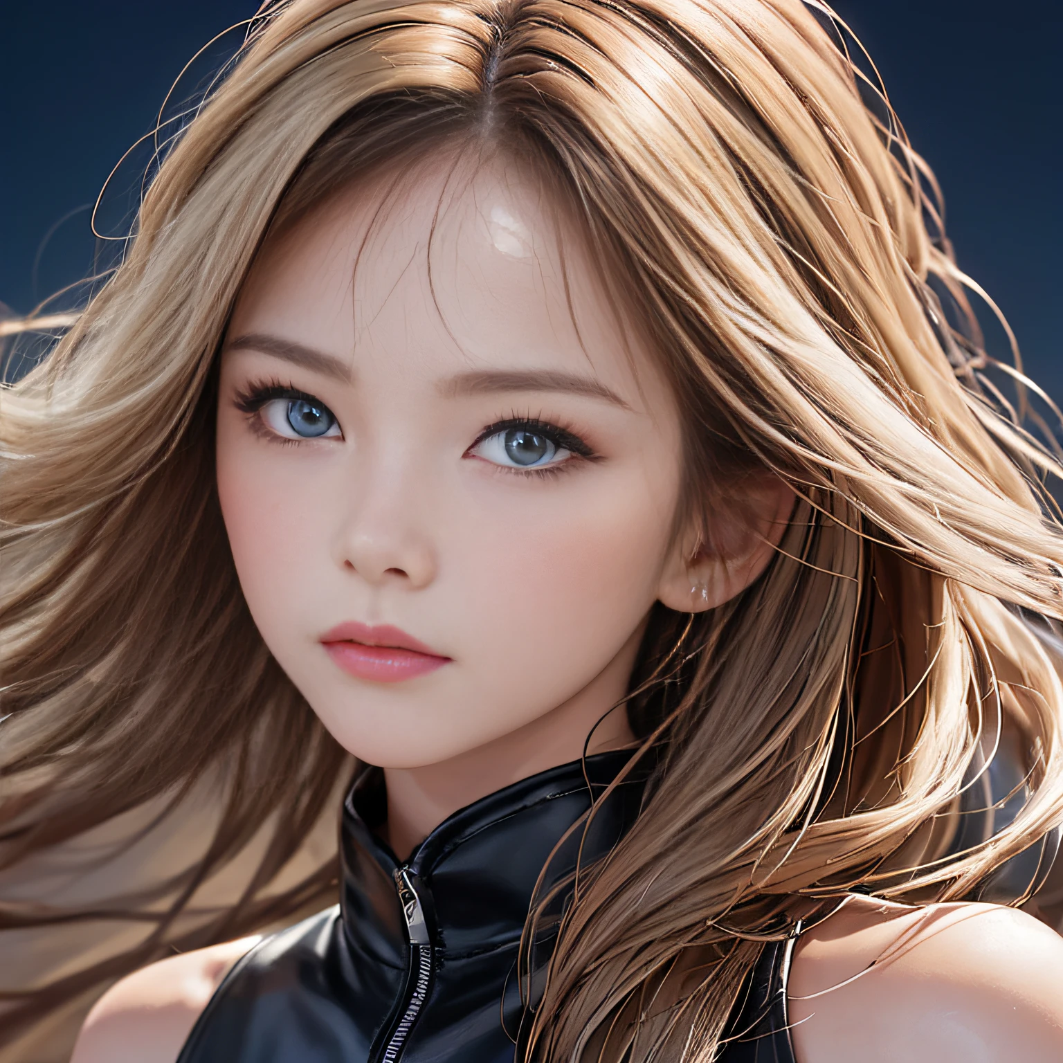 (8K, RAW Photos, of the highest quality, Masterpieces: 1.2), (Realistic, Photorealistic: 1.37), Highest Quality, Ultra High Resolution, light  leaks, Dynamic lighting, Slim and smooth skin, (Full body:1.3), (Soft Saturation: 1.6), (Fair skin: 1.2), (Glossy skin: 1.1), Oiled skin, 22 years old, Night, shiny white blonde, Well-formed, Hair fluttering in the wind, Close-up shot of face only, Physically Based Rendering, From multiple angles、Red boots