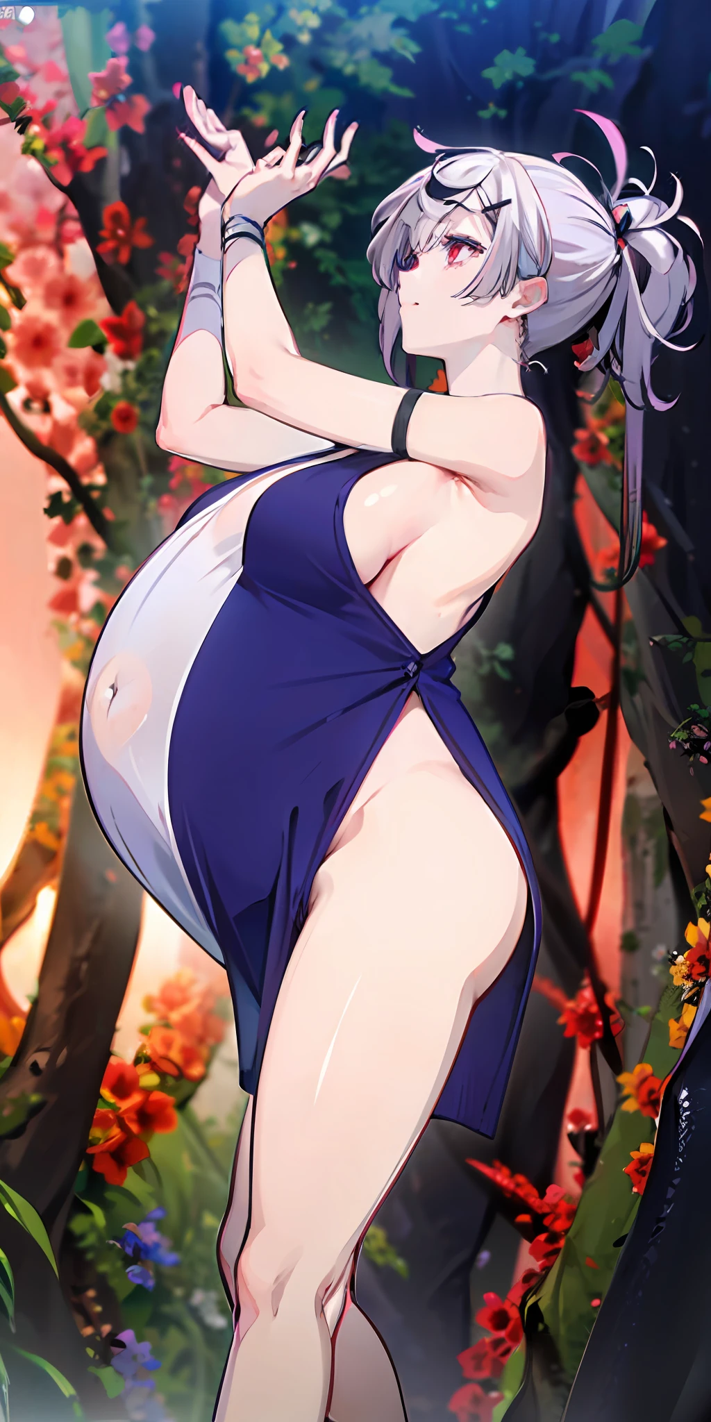 White hair, red eyes, senior sister, non-human, zombie, big belly, big belly, pregnant woman, pregnant belly, pregnant belly, big, naked, naked, naked, the whole body is in the shape of an octopus, covers the whole body, and the eyes are a pink love heart Many hands and feet (8K) The attention to detail is in place to the point of being breathtaking (A high resolution) (high high quality) (high detal)