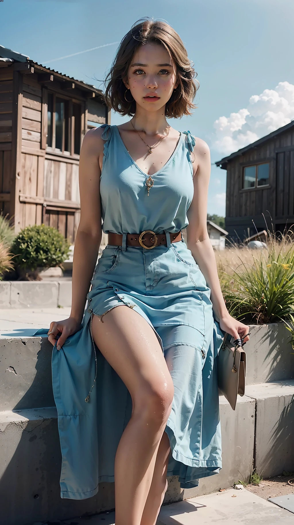 (Realistic, photo realistic style:1.4), (Very realistic skin Color:1.5), (Fashion magazine photography:1.5), unreal engine, digital Character photography, film art, Photorealistic, 8k, beautiful, high detail, high poly, highly detailed, highly detailed, very beautiful photograph of, lofi, beautiful, extremely detailed, high detail,
Ethereal fashion image of a model, bathed in pastel shades, floating amidst a cloud-filled sky, shot in an ultra-wide angle, creating a dream-like composition. Medium: Elle. Artist: Elina Brotherus, steps:50