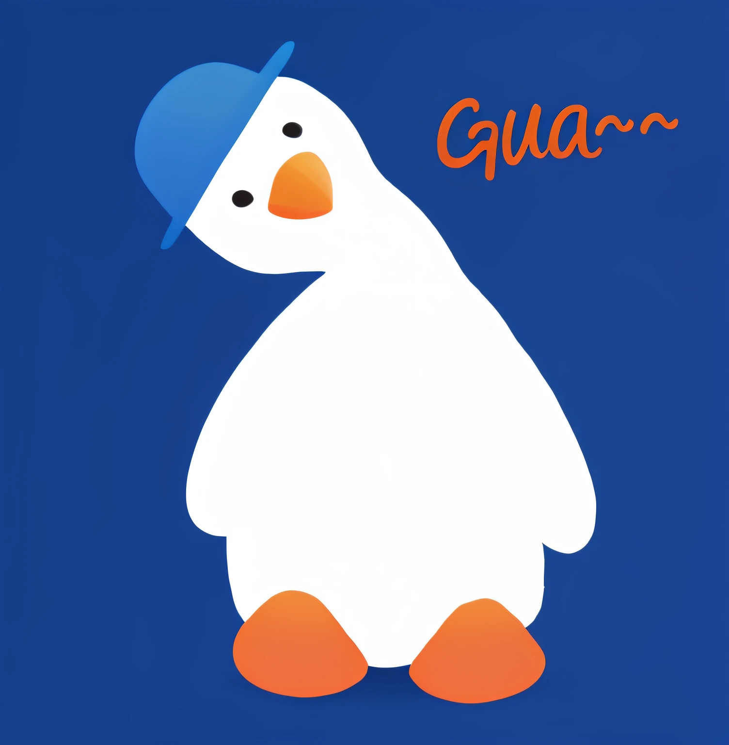 There is a white penguin,Wears a blue hat and orange feet, gawr gura, goodlooking, gaa, guido, seagull wearing luigis hat, gouache painting, cute goose, quechua!!, quechua!, blue penguin, pinguin, pingu, penguin, anthropomorphic penguin, blue arara, illustration of a duck