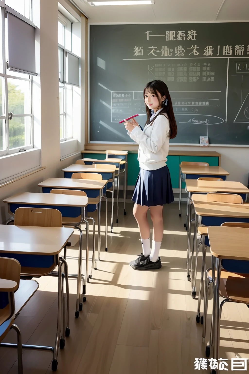 high detal、highly accurate、School classroom de、１female high-school student