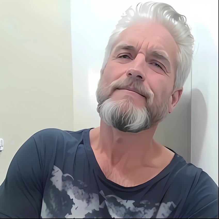 there's a man with a beard ,muscle, foto de um homem branco de 90 anos, 4 5 I, ele tem barba e cabelos grisalhos, barba branca cheia, , david rios ferreira, alguns cabelos grisalhos na barba