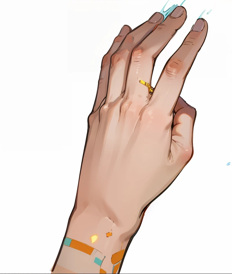 Close-up of a young woman's hand, ulhas pintadas de branco