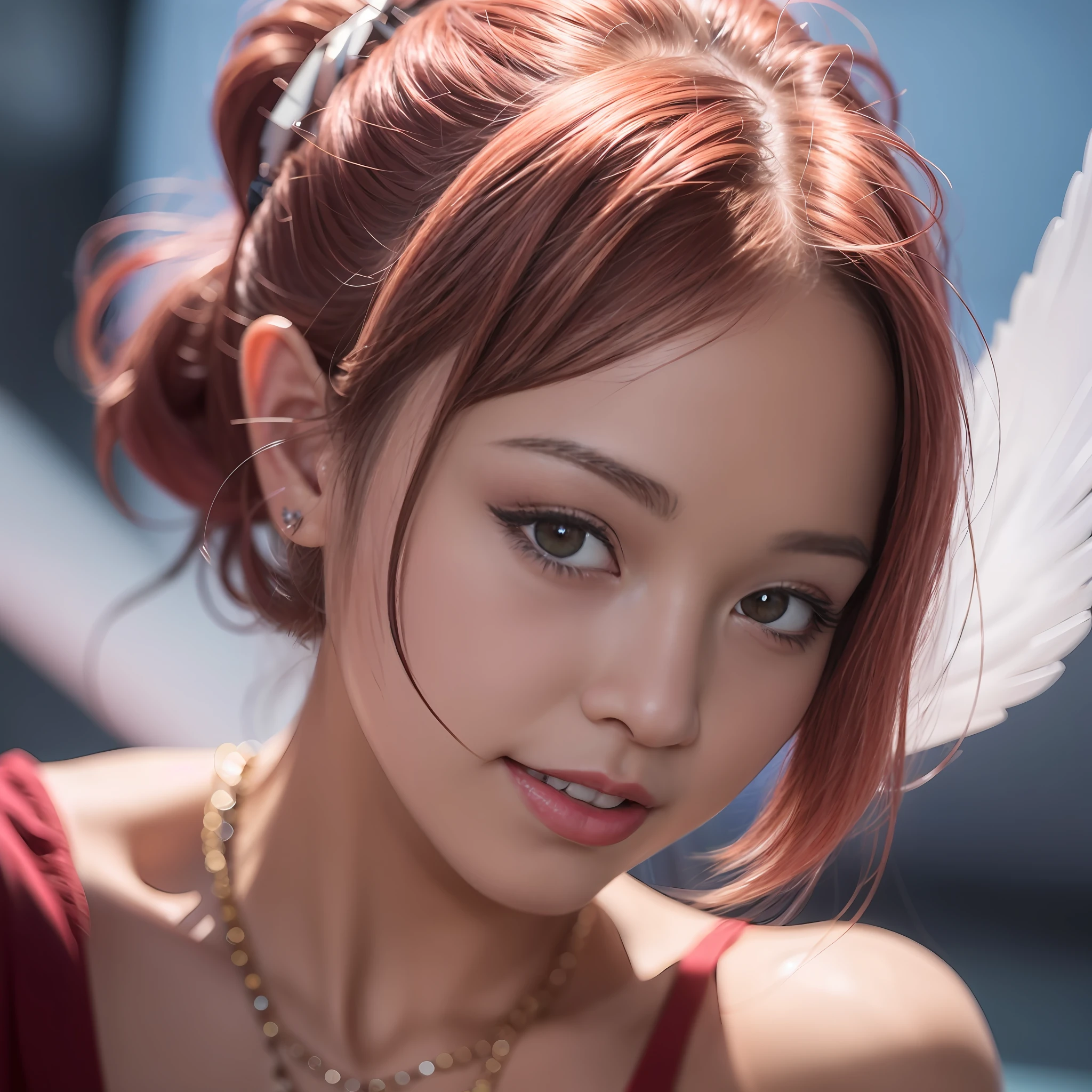 red hair、Necklaces and necklace girls, Soft portrait shot 8 K, 8K Artgerm bokeh, shot with canon eoa 6 d mark ii, young wan angel, taken with canon eos 5 d mark iv, taken with canon 5d mk4, yanjun cheng, Shot on Canon EOS R 6, portrait shot 8 k