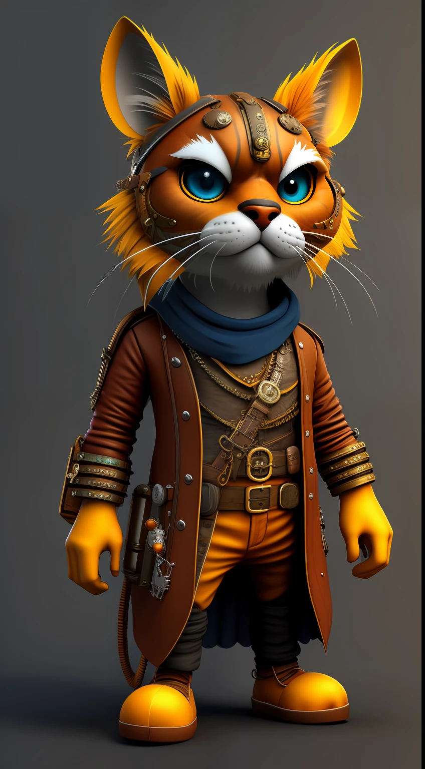 Fantz cartoon (creature:0.5)|(tiger:0.5) design, ultra detailed, random colors, steampunk, and punk costume,Image easily separates the background