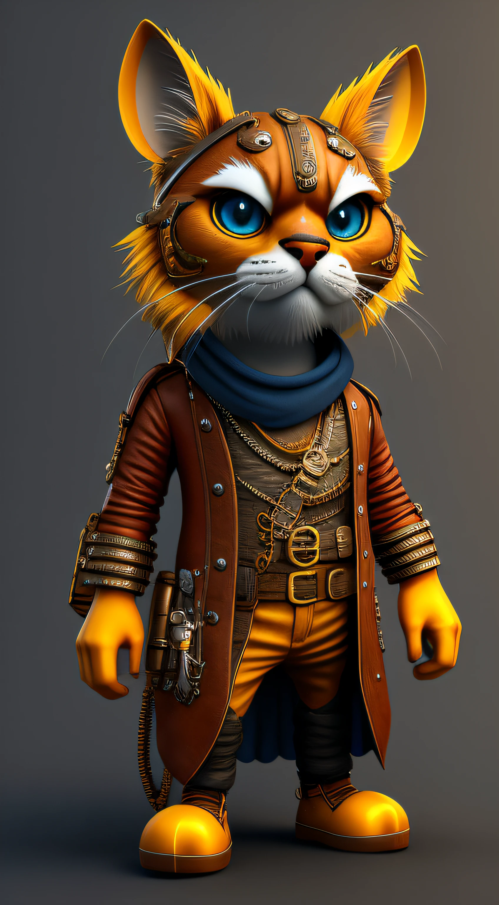 Fantz cartoon (creature:0.5)|(tiger:0.5) design, ultra detailed, random colors, steampunk, and punk costume,Image easily separates the background