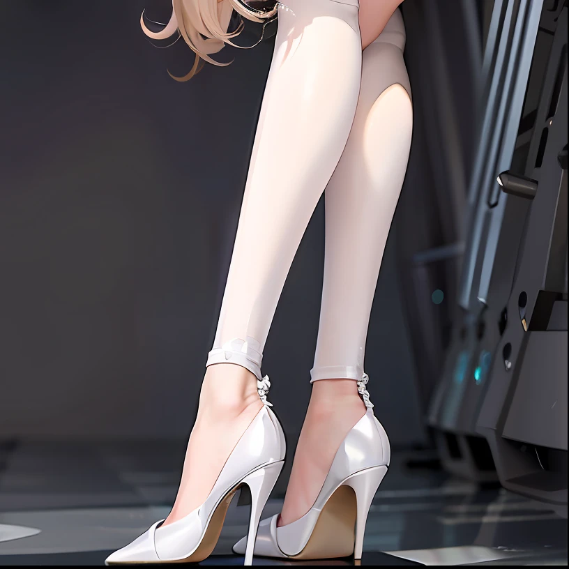 Close-up of a woman's legs in high heels, anime barbie in white stockings, High heels. anime style at pixiv, White tights, White stockings, High heels. Silk, anime barbie in white, High heels, cgsociety - w 1 0 2 4 - n 8 - i, high-heels, Wearing white tights, Fine details. Girl Front