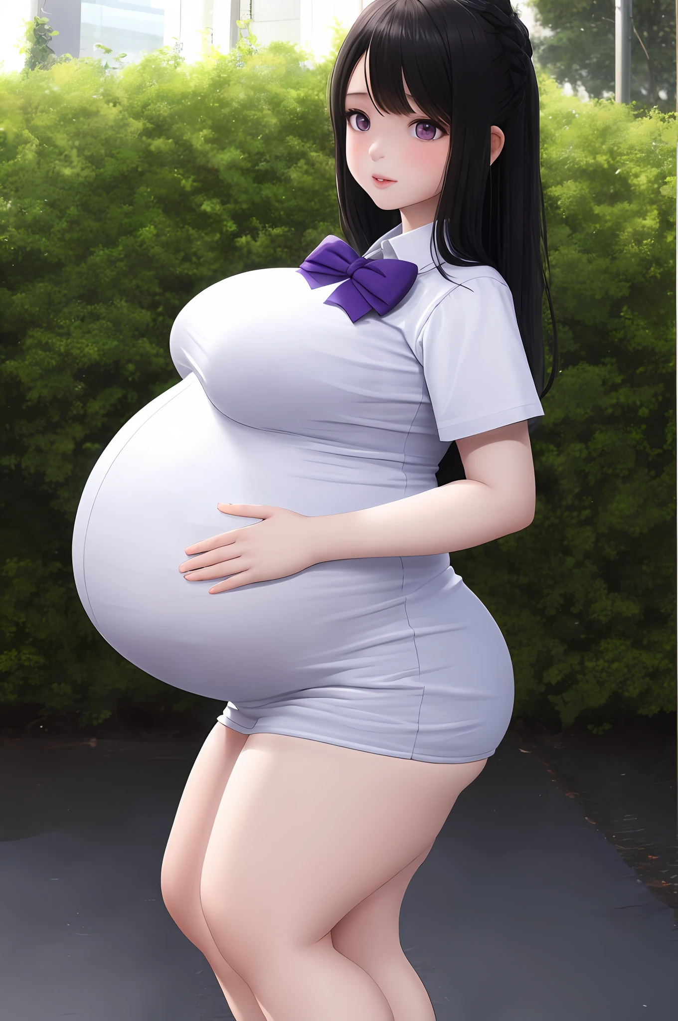 Hair Bow, black hair,Big Baby Bump pregnant, school uniform, Big boobs, nipple, cum,16 years girl, Big pregnant Belly, Big Pregnant girl, Largest Belly of Pregnant, Huge 9 months Pregnancy Pregnancy Belly, purple eyes, Hugest pregnancy belly