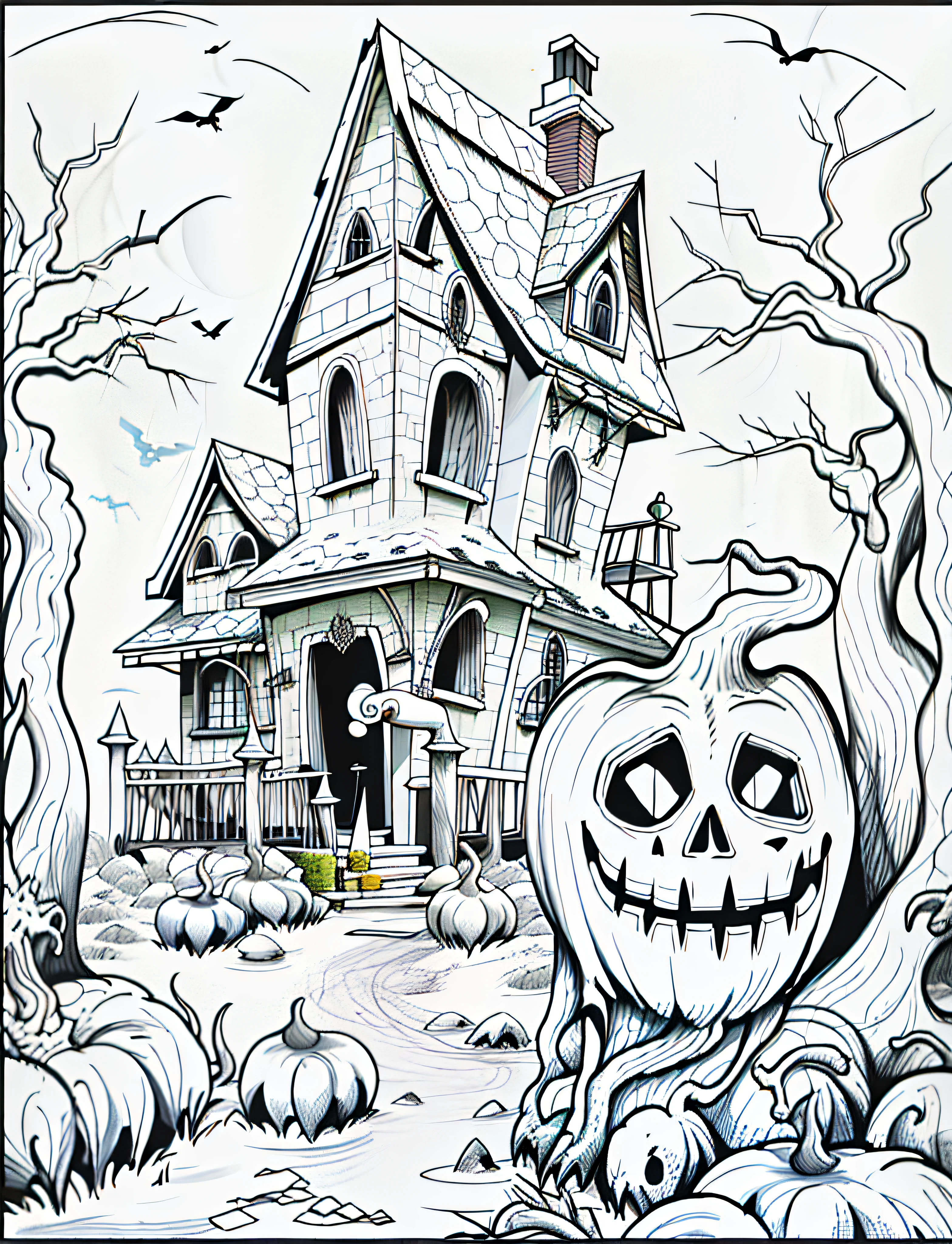 Create an image of a haunted house, with horror game style