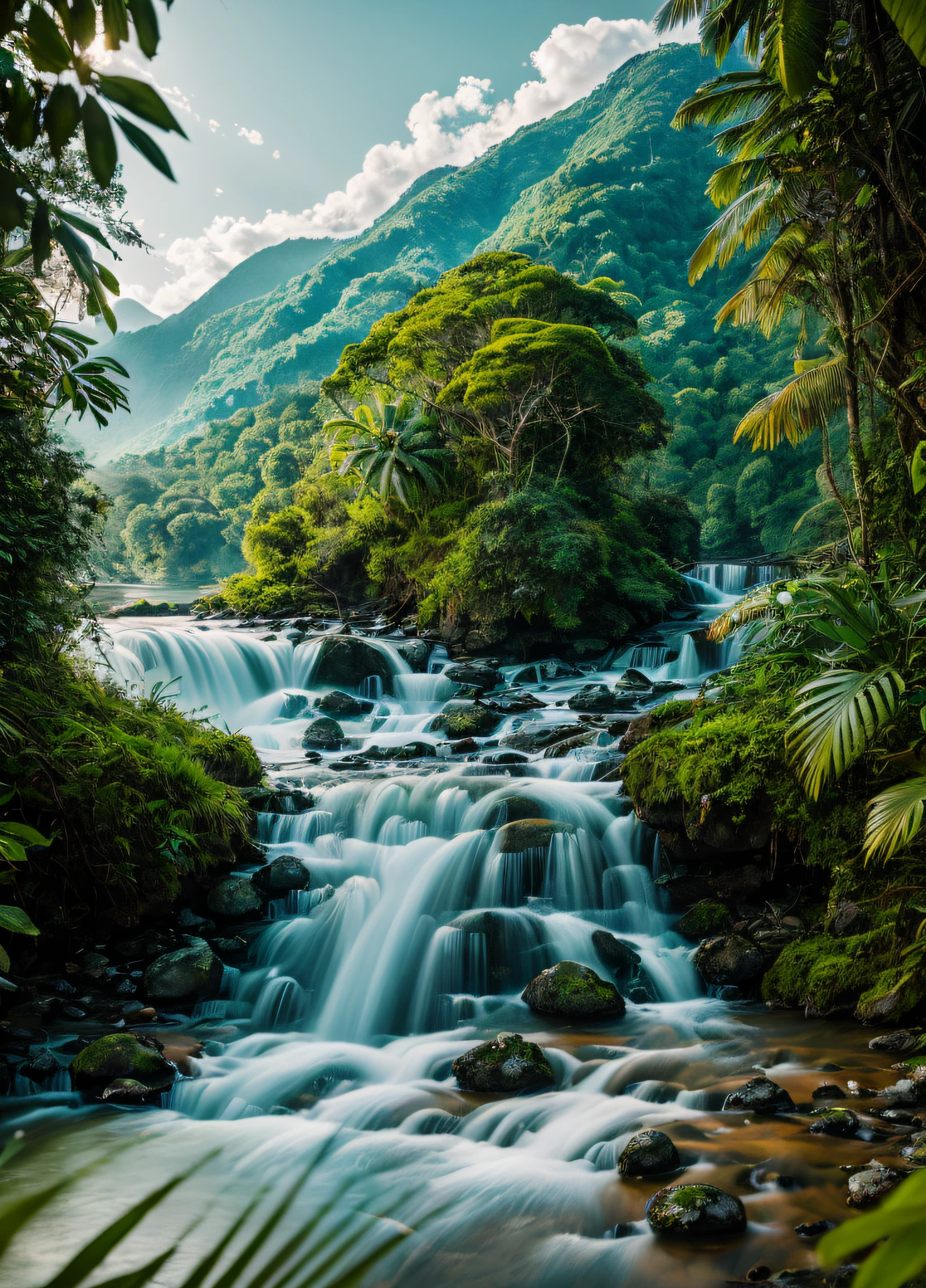 RAW photos of landscapes, small details, realistic, ultra-realistic photos, 8k ultra hd, DSLR, soft light, high quality, film grain, Fujifilm XT3, overlook, mountains, (masterpiece), jungle, summer, (masterpiece), (original photo), (very detailed CG unified 8k wallpaper), intricate, clear focus,
