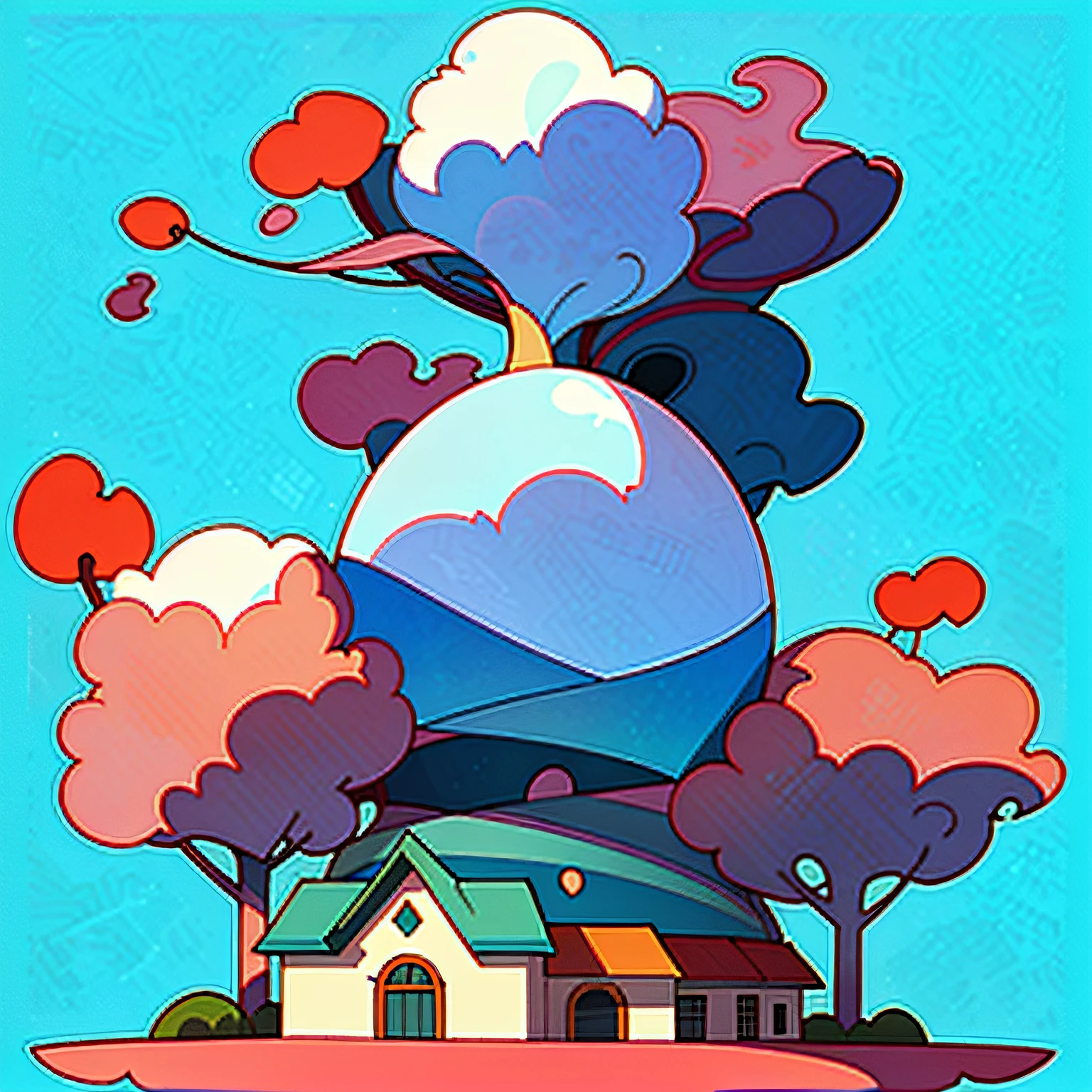 campo, uma casa de campo, some trees, blue skies, gramado, estilo anime --auto