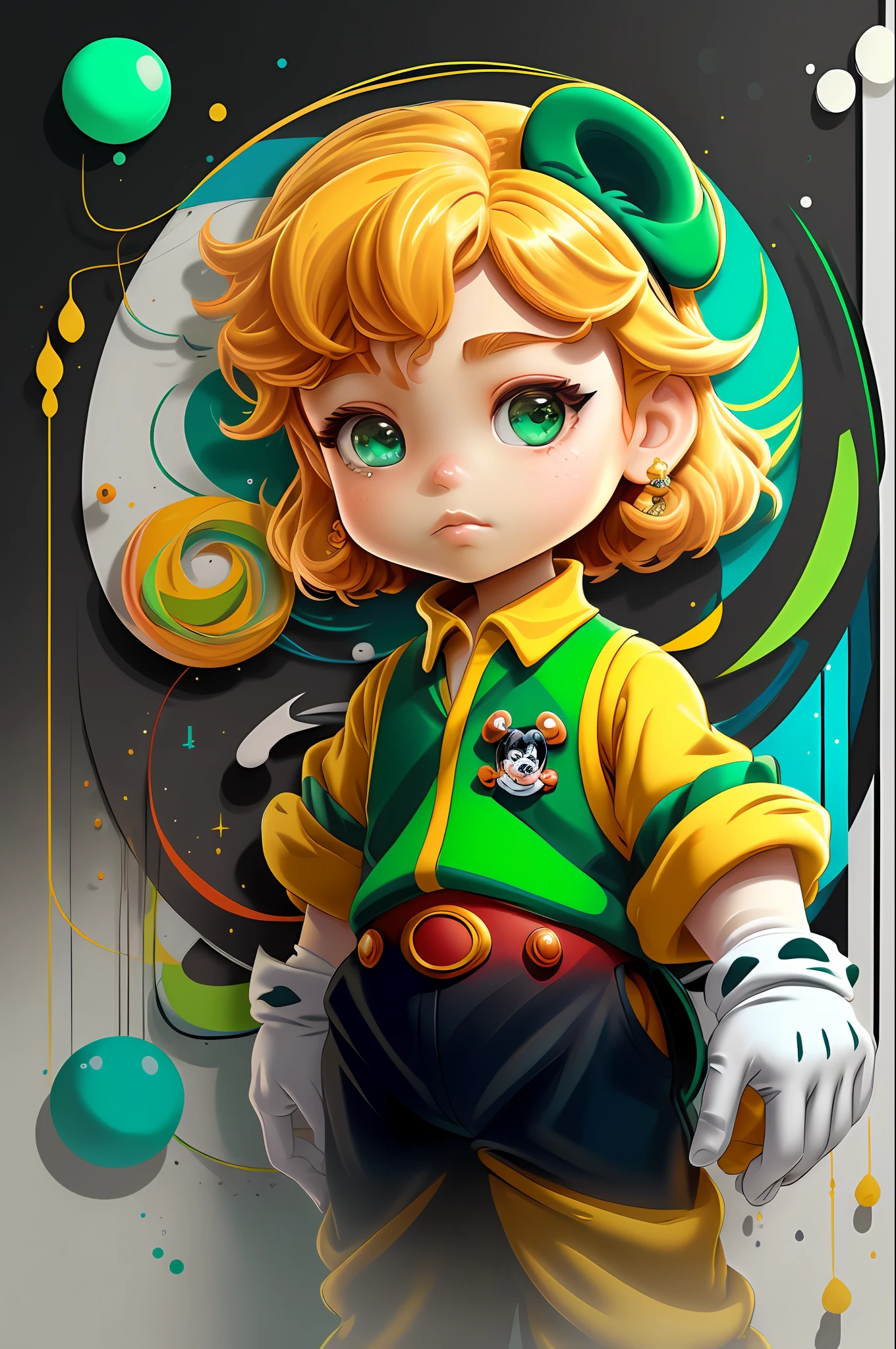 ) ((((Novo Personagem Mikey - Criador: Walt Disney2023) ), ,, Walt Disney acolchoamento ,multidimensional geometric wall PORTRAIT, arte, Chibi,
Yang08k, lindo, Colouring,
Primary works, qualidade superior, melhor qualidade, Arte Oficial, Beautiful and Aesthetic,)) ), ,, Walt Disney acolchoamento ,multidimensional geometric wall PORTRAIT, arte, Chibi,
Yang08k, lindo, (Colouring, verde , amarelo e branco)
Primary works, qualidade superior, melhor qualidade, Arte Oficial, Beautiful and Aesthetic,