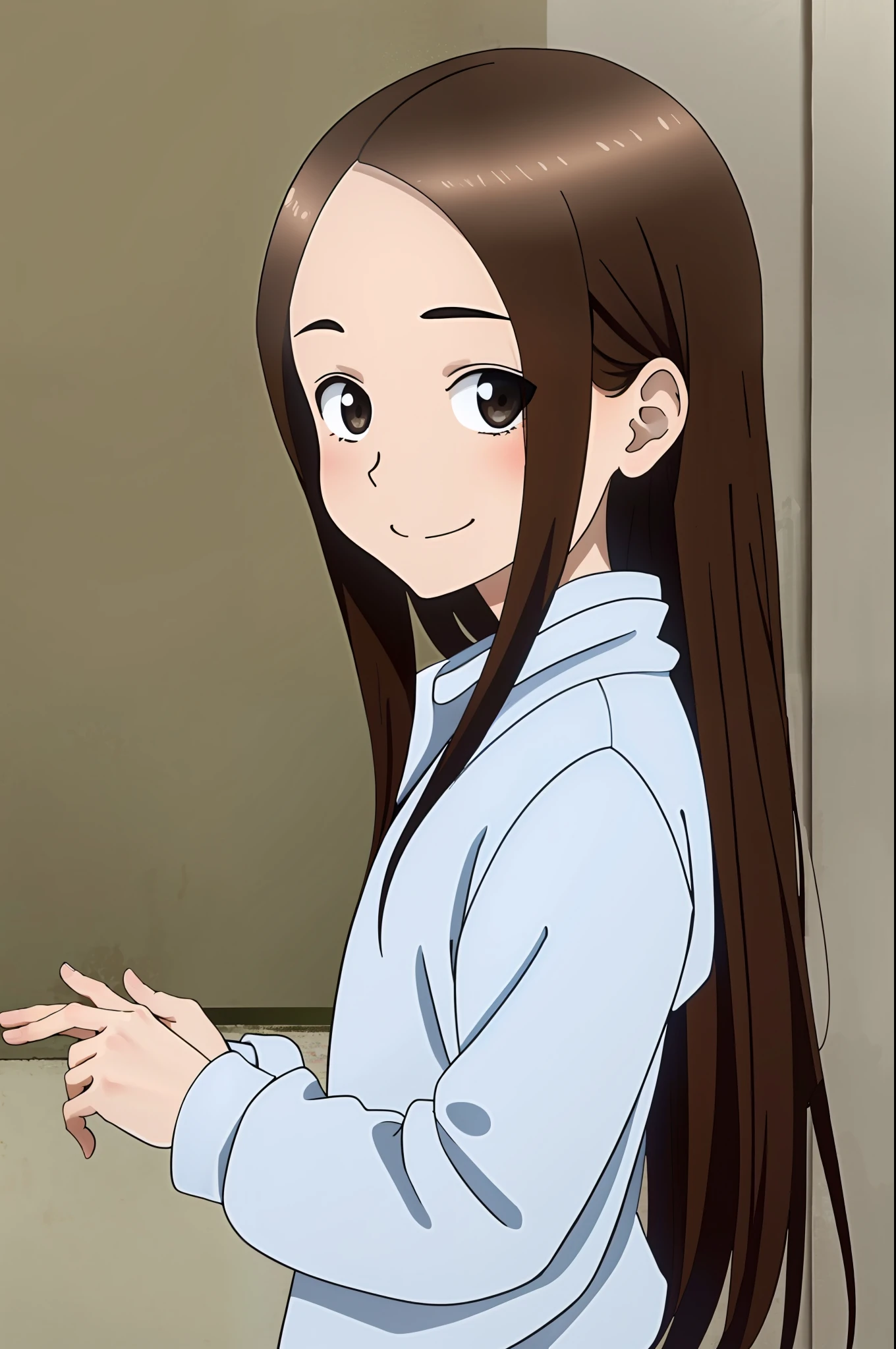 Takagi1, 1girl, solo, Takagi san, smile, elegant clothes, jewelry, best quality, masterpiece