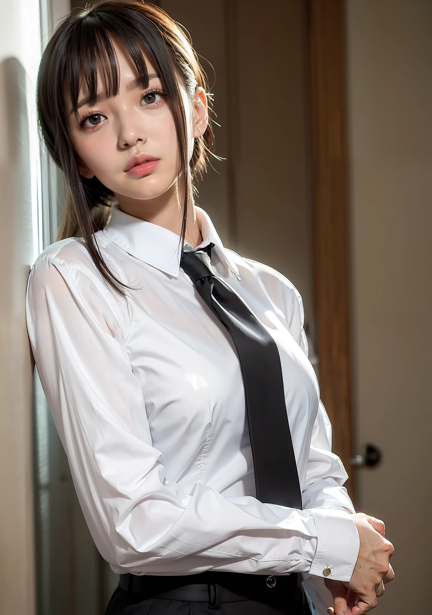 Black tie　Mature look　Awkward gaze