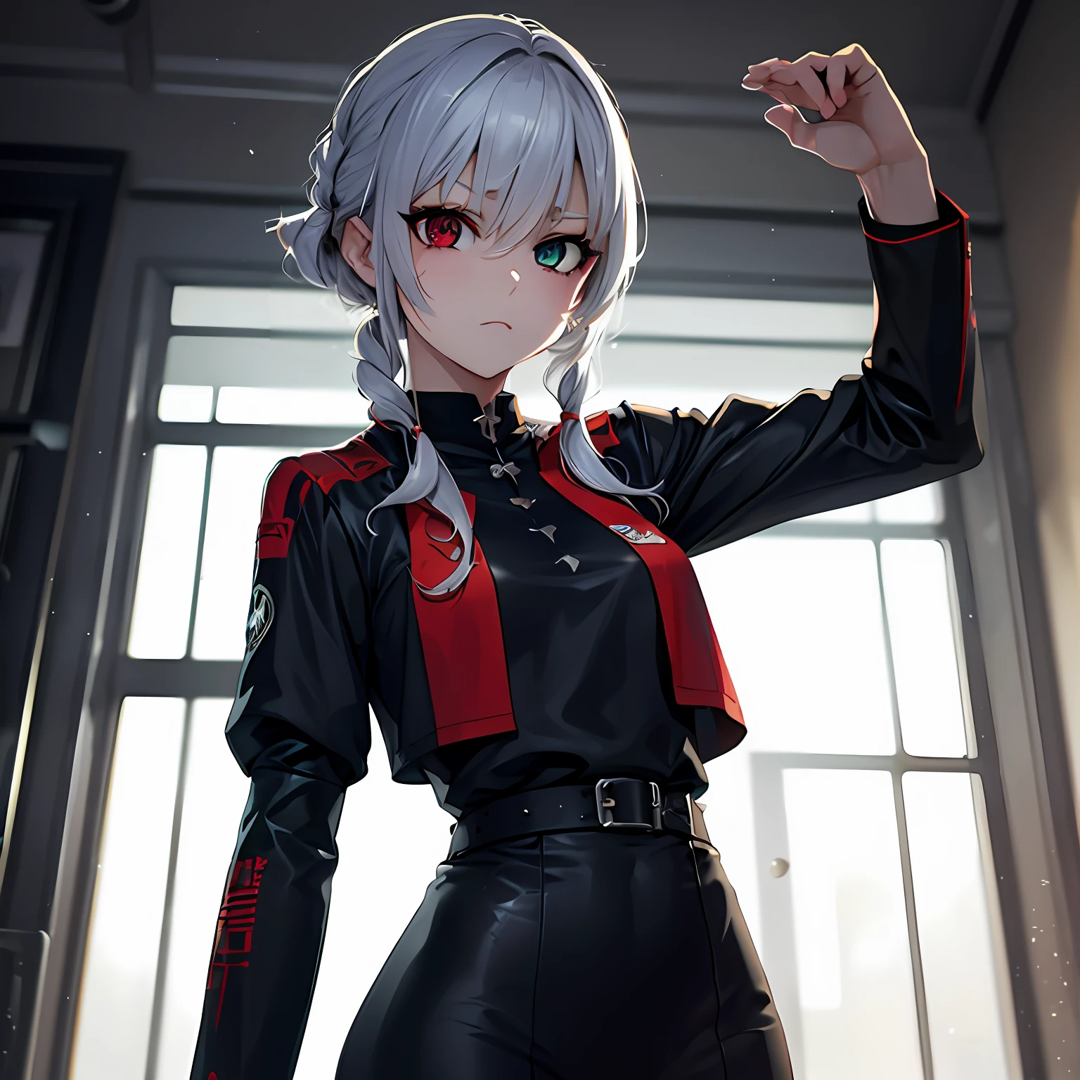 --2d anime --Anime --Primeiro trabalho --anime premiado, --Garota elfa (((--Heterocromia))) --Long white hair --Dynamic seductive pose --Small breasts --Small ass --Style "Loli" --Cyberpunk --Soviet uniform clothes , --Hard bass --menina russa, (((((co. Blyat))))) , --Detailed digital art --High quality 8K --Detailed Artgerm --Aesthetic perfection --Intricate details --Cinematic lighting --Lighting highlight --SSAA --Smooth rendering --No noise --Dynamic scenery Dynamic fantasy medieval Russian street --Rudeus Style.