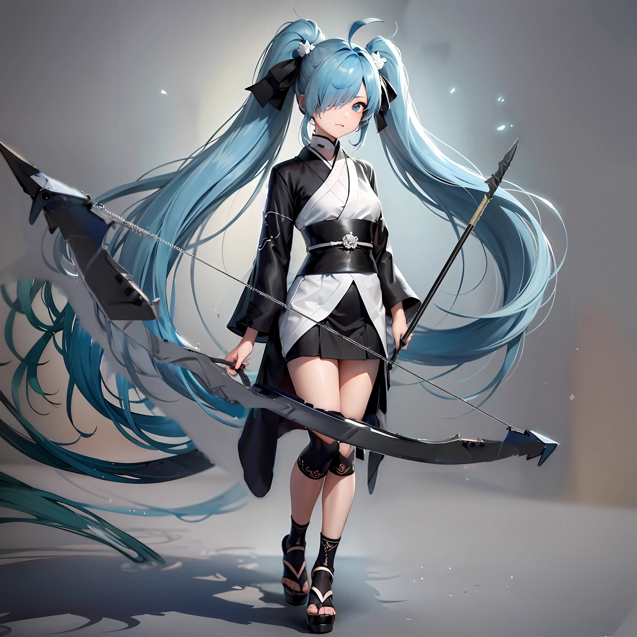 Pale blue hair、Ahoge