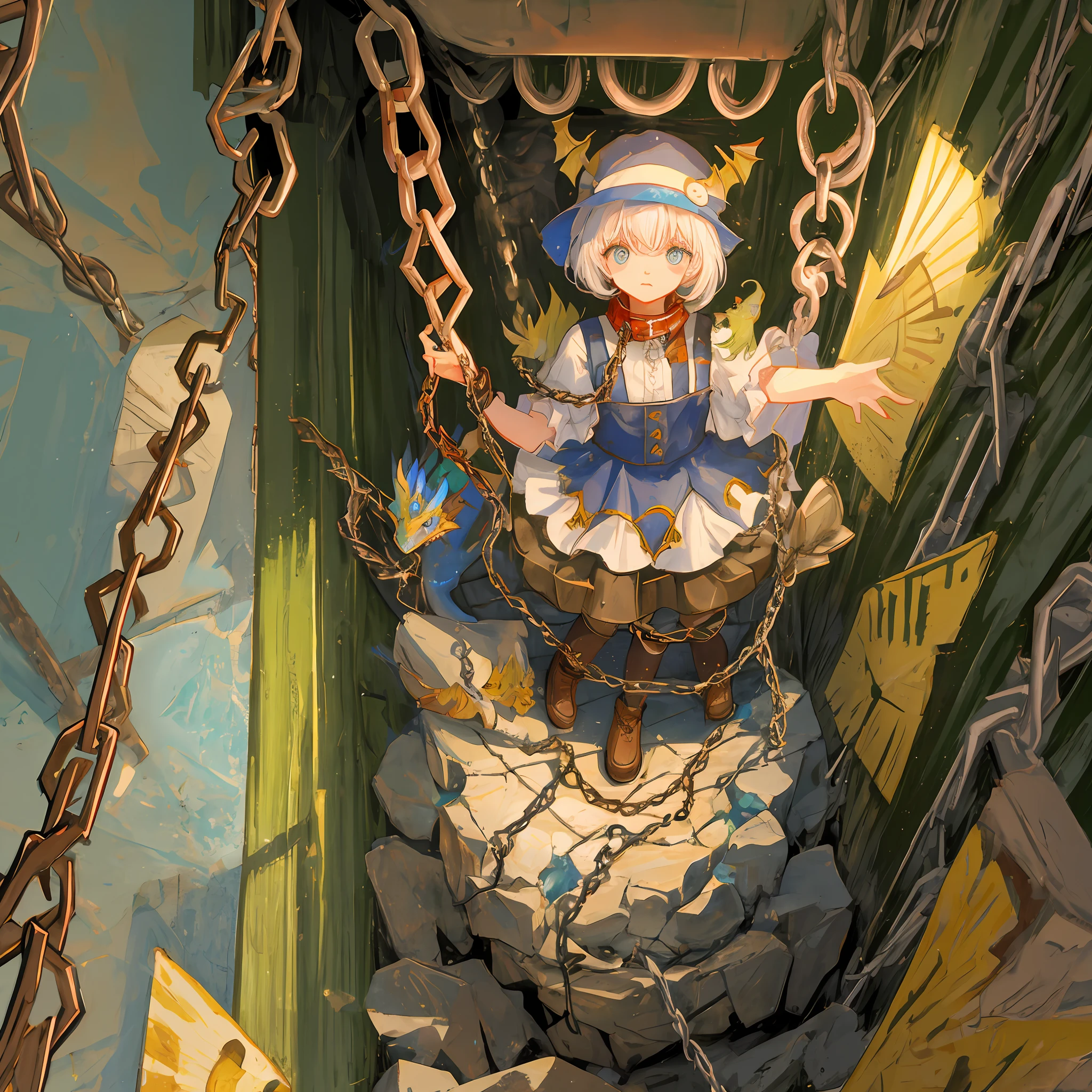 Poor baby dragon，Trapped in a well by chains