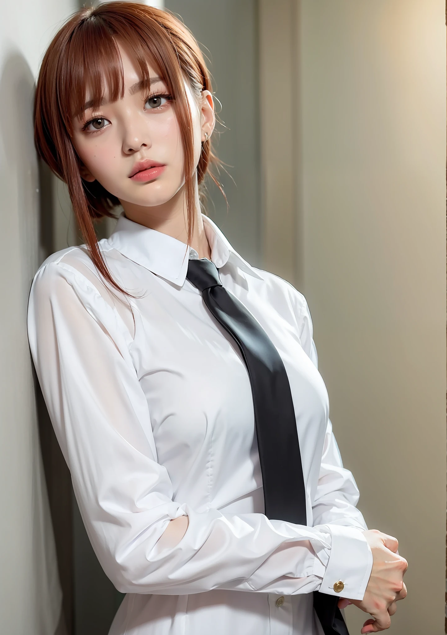 Black tie Mature look Awkward gaze red hairs