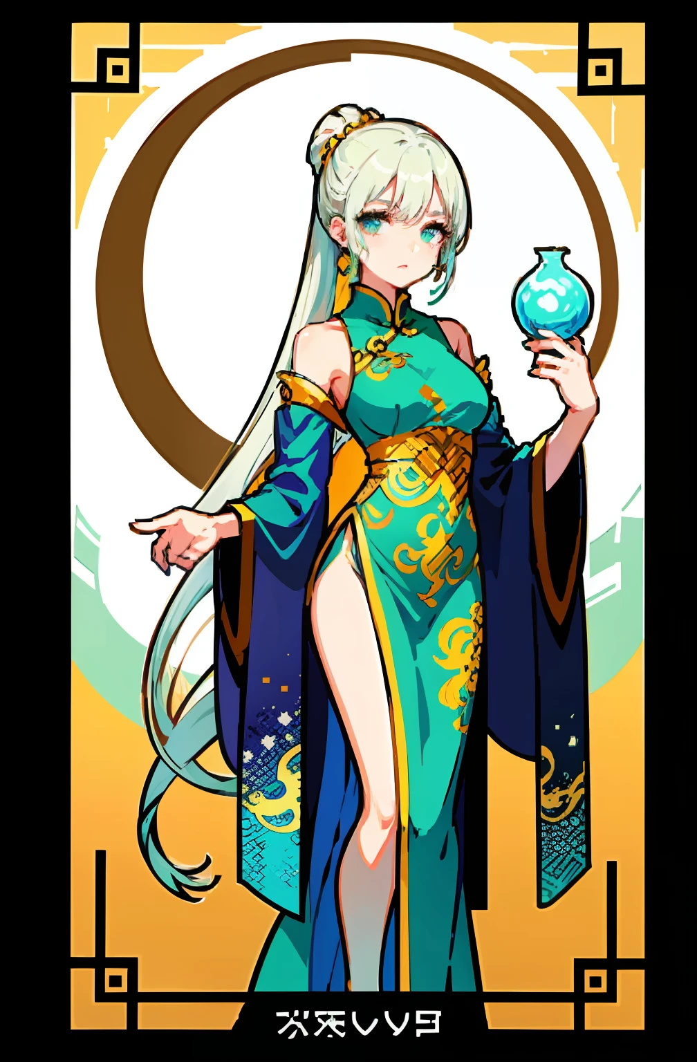 (offcial art:1.5,品质最佳,finedetail)close-up all over the body,Beautiful white girl,Chinese mythology style fantasy world costume,white skirt,Long, Flowing white hair,Very long ponytail,refined demeanor,A faint sad expression,Heroic,The body is graceful,good body,Elegant and flowing。