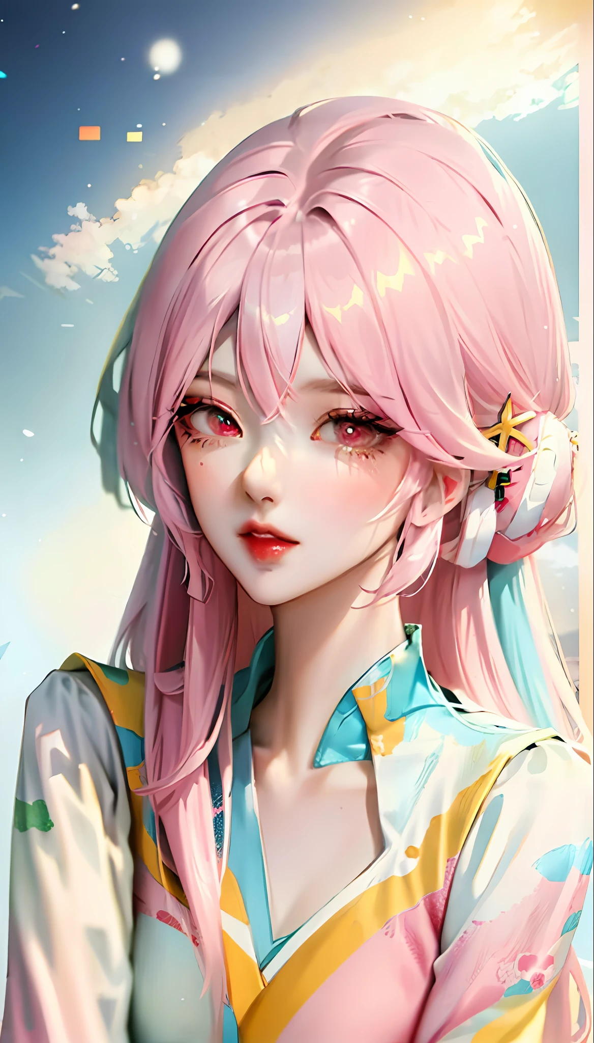 anime girl with colorful hair and a colorful dress, rossdraws pastel vibrant, rossdraws cartoon vibrant, anime style 4 k, beautiful anime portrait, artgerm colorful!!!, ! dream artgerm, beautiful anime girl, anime styled digital art, anime art wallpaper 4k, anime art wallpaper 4 k, digital anime art, extremely detailed artgerm