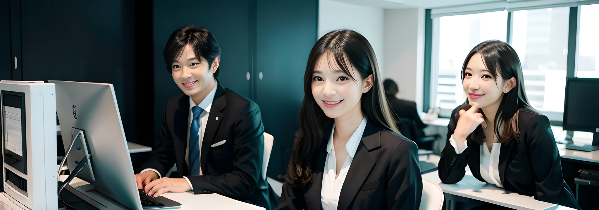 s Office、femele、a smile、suits、personal computers