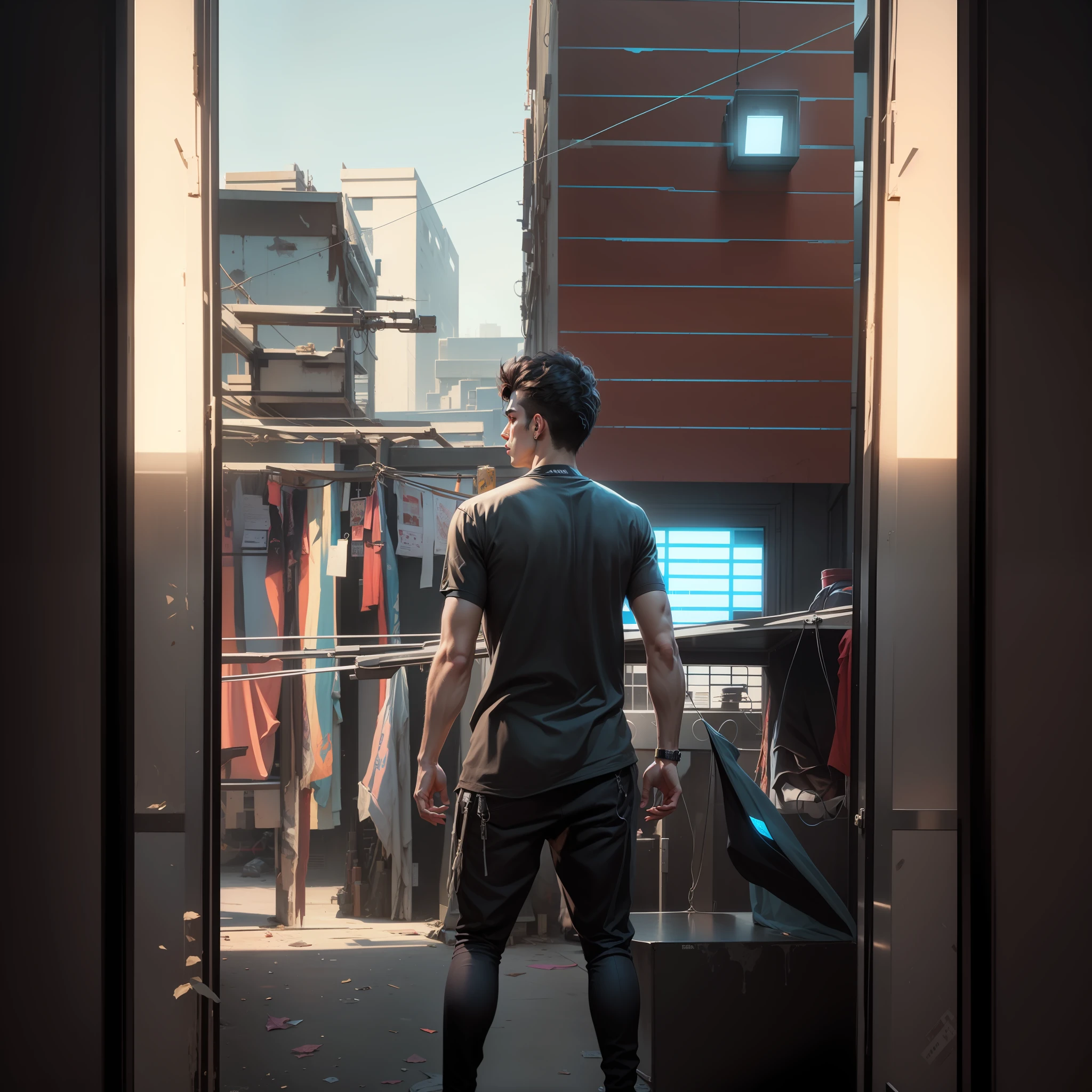 Change background cyberpunk handsome boy, realistic face, 8k, ultra realistic