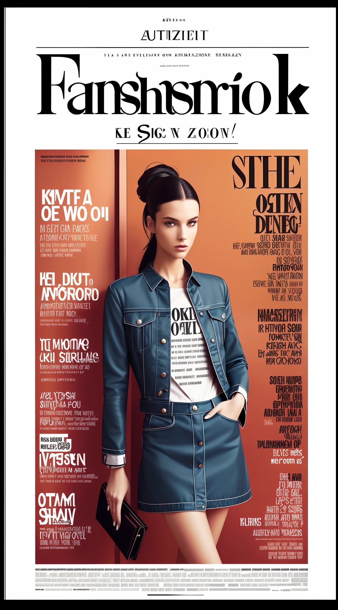 Fashion magazine poster,Character and text typography coordination,Exquisitely,distinctive,novel, --auto