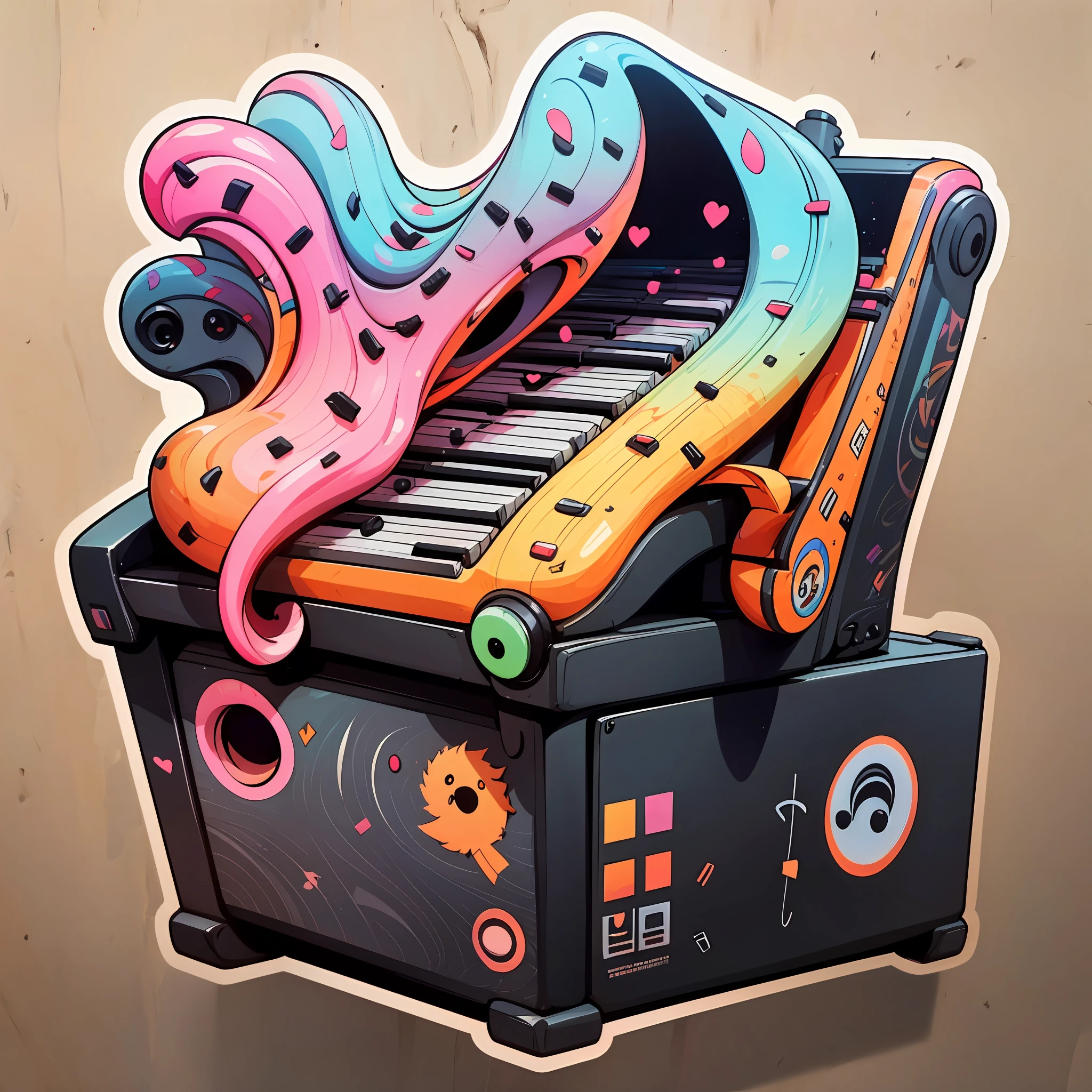 Colorful Music Notes: Stickers designed with colorful and dynamic music notes reminiscent of the 80's music scene. It will be a unique item for music lovers and music events. --auto