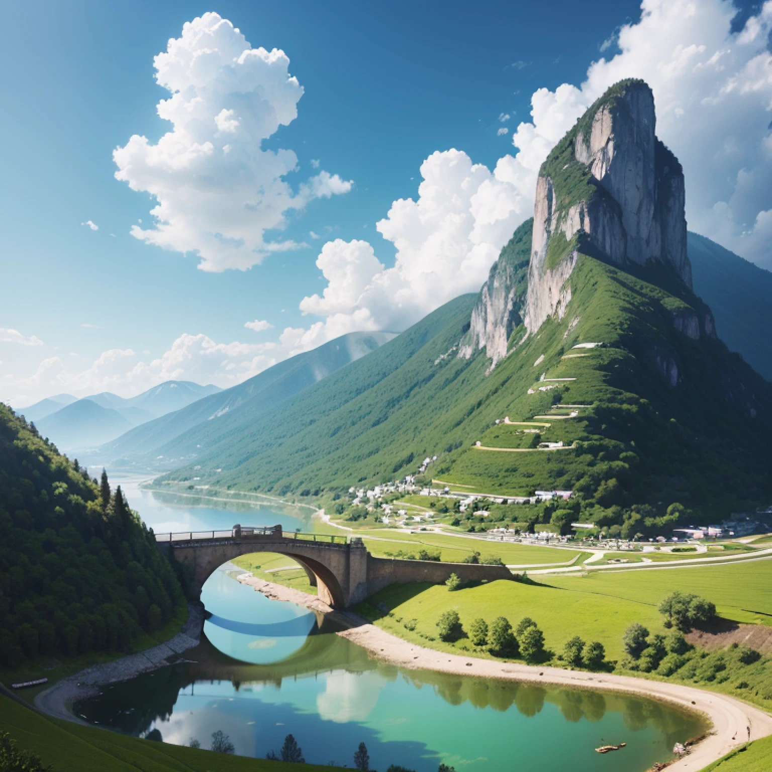 One mountain, one water, one smoke,One cloud, one sunny day
One spring, one bridge, one mountain road,One flower, one grass, one bamboo
One cow, one house, one acre of land,One apricot and one willow and one pond lotus
A vegetarian, a fresh jug of wine,One month, one year --auto