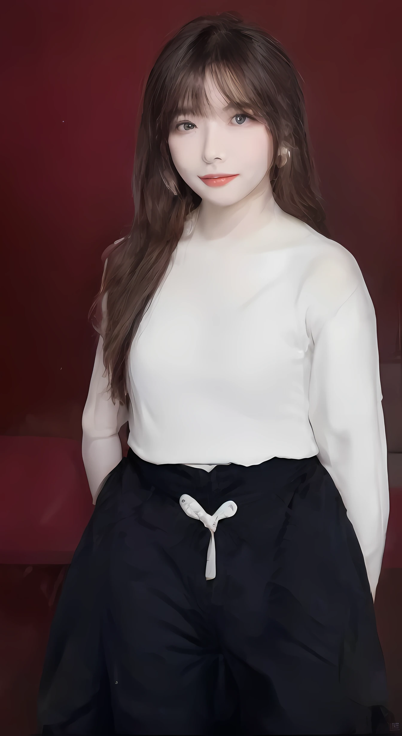 a woman in a white shirt and black skirt posing for a picture, wearing shirt, cream colored blouse, White blouse, fine white shirt, White shirt, In a white blouse shirt, button - up shirt, in a white shirt, elegant slim beige shirt, in a white shirt, wearing shirt, loose - fitting blouses, ( ivory black ), Chiffon, fundamental