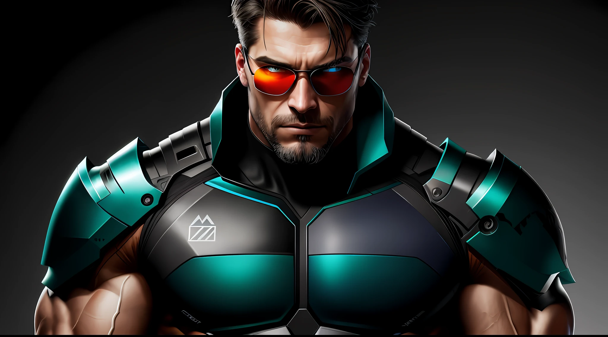 (dark shot:1.1),epic realistic,Beautiful portraits,muscle men,sun glasses,red eyes,Eight-pack abs,chest muscle,Gradient silver、 blue colors、Gray and green color scheme,grunge aesthetic!!!graffiti tag wall background,Artwork by Greg Rukowski and Artgerm,Soft cinematic light,adobe lightroom,photolab,hdr,iintricate,The is very detailed,(depth of fields:1.4),faded,(com cores neutras:1.2),(hdr:1.4) ,(pastel colour:1.2),ultra - detailed,(artstation:1.4),cinematic ligh,warm lights,Dramatic light,(Complicated details:1.1),the complex background,(rutkowski:0.66),(Teal and orange:0.4)
