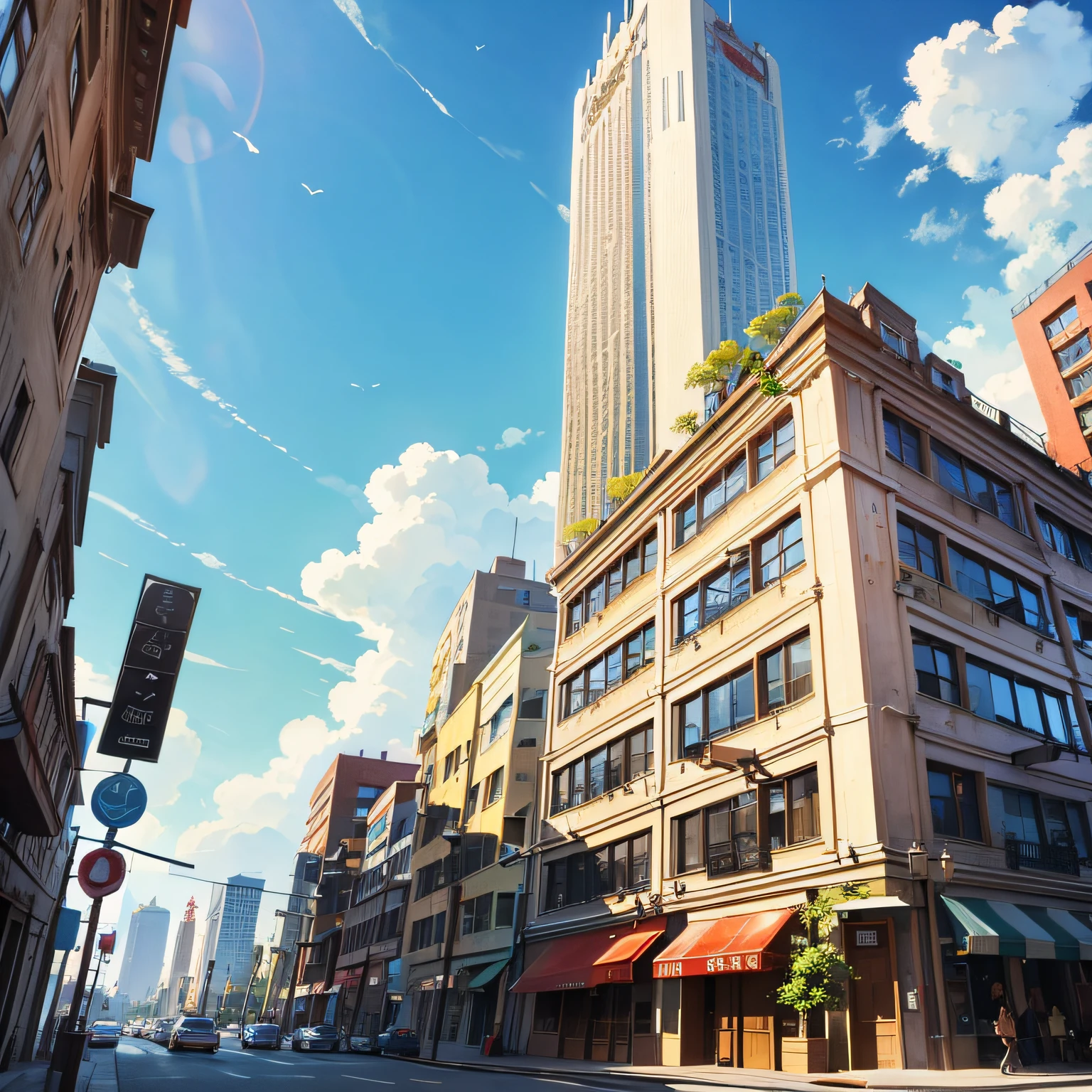 Restaurant hostel,Ancient wind,Quaint,Chinese,towering,The exterior of the entire building,wood,high rise,towering,Located in a bustling downtown area,Individual building,with blue sky and white clouds