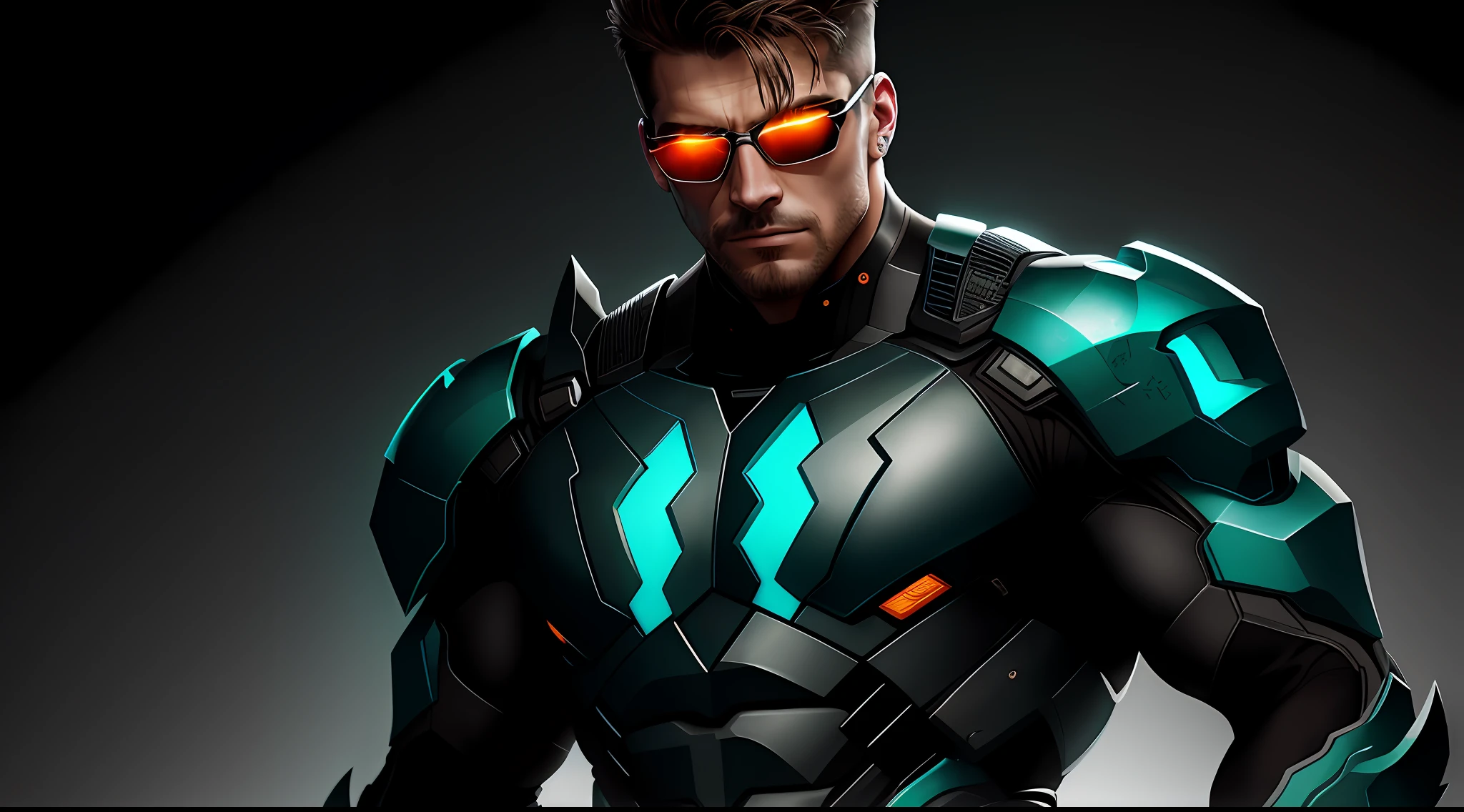 (dark shot:1.1),epic realistic,Beautiful portraits,muscle men,sun glasses,red eyes,Eight-pack abs,chest muscle,Gradient silver、 blue colors、Gray and green color scheme,grunge aesthetic!!!graffiti tag wall background,Artwork by Greg Rukowski and Artgerm,Soft cinematic light,adobe lightroom,photolab,hdr,iintricate,The is very detailed,(depth of fields:1.4),faded,(com cores neutras:1.2),(hdr:1.4) ,(pastel colour:1.2),ultra - detailed,(artstation:1.4),cinematic ligh,warm lights,Dramatic light,(Complicated details:1.1),the complex background,(rutkowski:0.66),(Teal and orange:0.4)