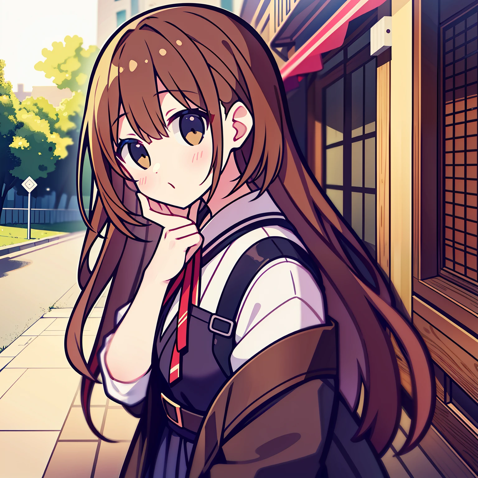 One girl、Brown hair、One knot