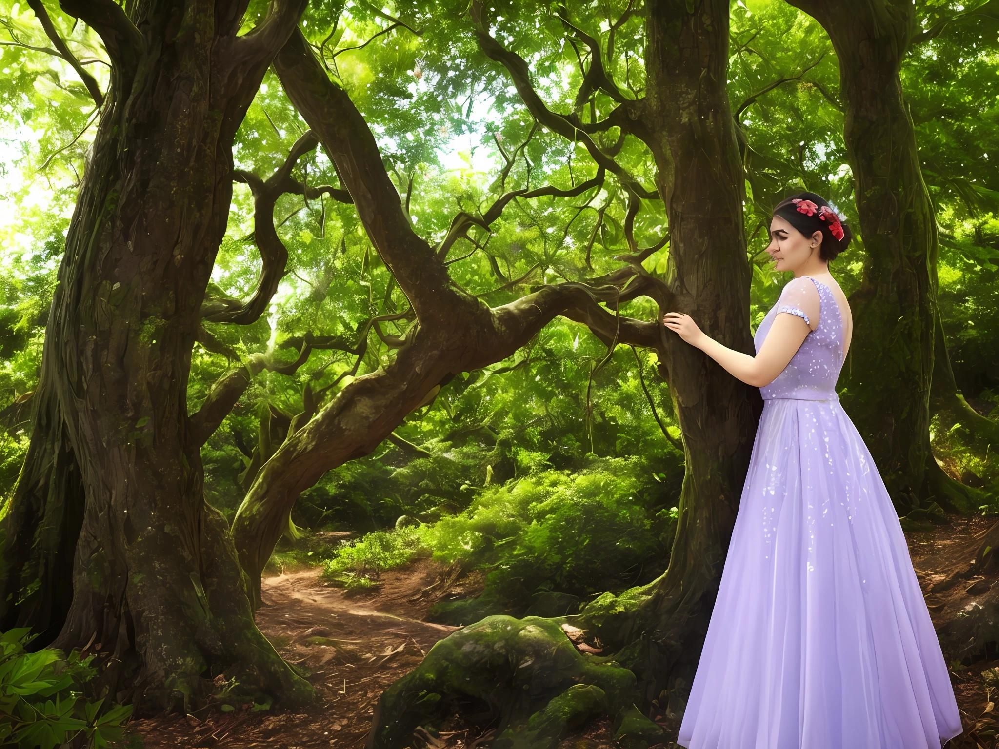 Certo dia, enquanto Clara passeava pela floresta, encontrou uma misteriosa luz que brilhava entre as folhagens. Curiosa, she followed the light that led her to an ancient oak tree. Para sua surpresa, there was a little fairy, com asas cintilantes e vestida com um traje brilhante.