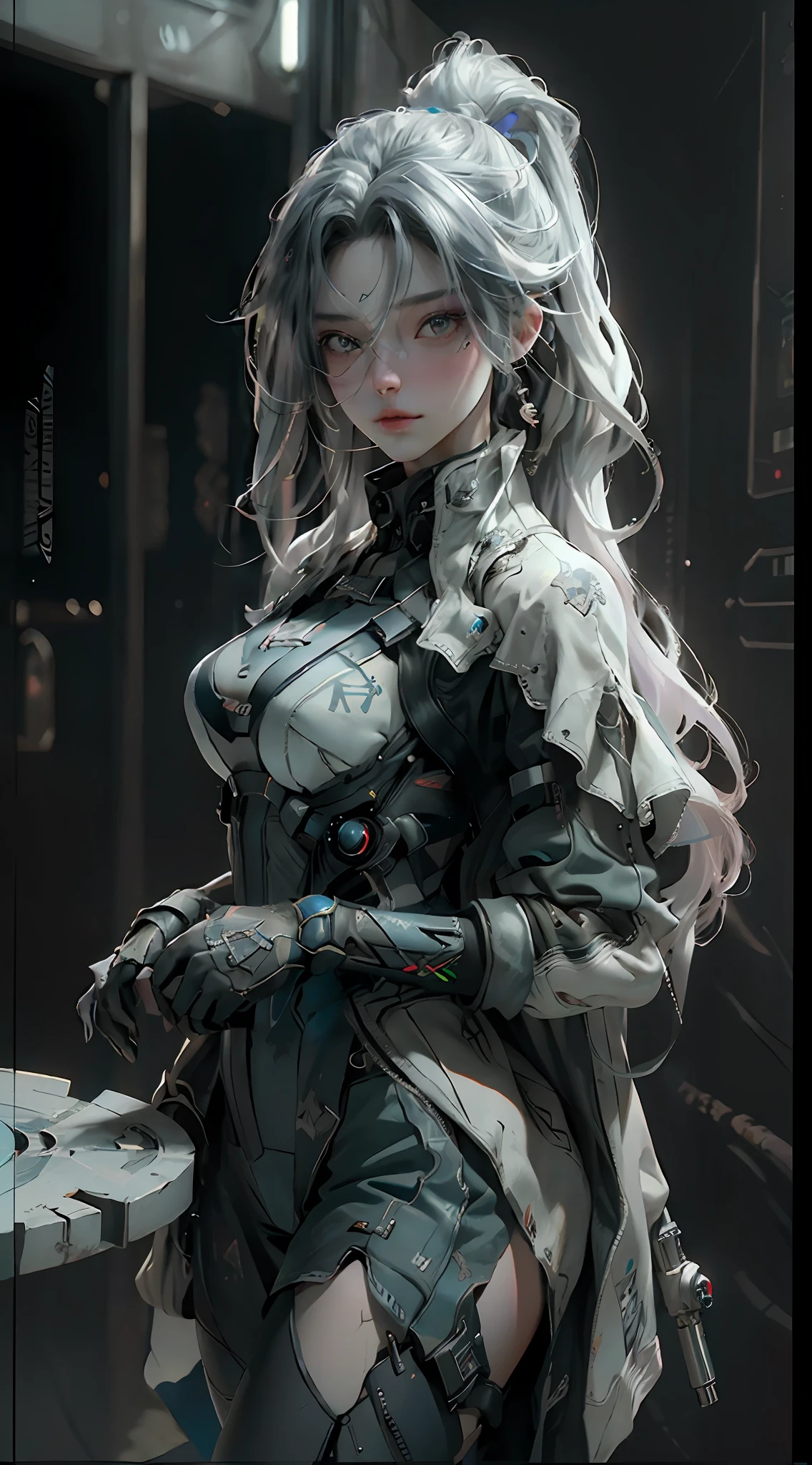 ((Best quality)), ((masterpiece)), (detailed:1.4), 3D, an image of a beautiful cyberpunk female,HDR (High Dynamic Range),Ray Tracing,NVIDIA RTX,Super-Resolution,Unreal 5,Subsurface scattering,PBR Texturing,Post-processing,Anisotropic Filtering,Depth-of-field,Maximum clarity and sharpness,Multi-layered textures,Albedo and Specular maps,Surface shading,Accurate simulation of light-material interaction,Perfect proportions,Octane Render,Two-tone lighting,Wide aperture,Low ISO,White balance,Rule of thirds,8K RAW,