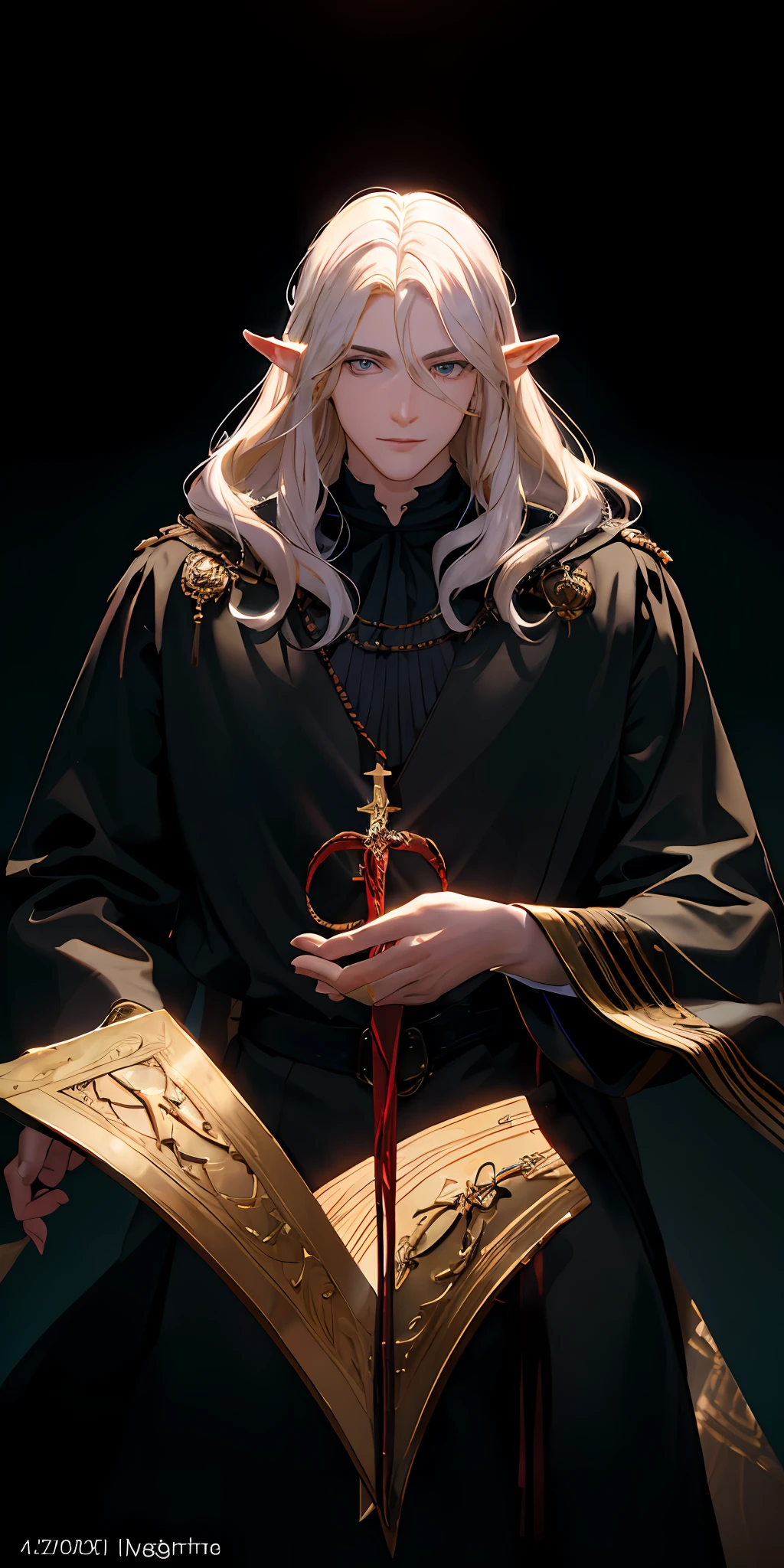 The blonde wizard is tied to a cross