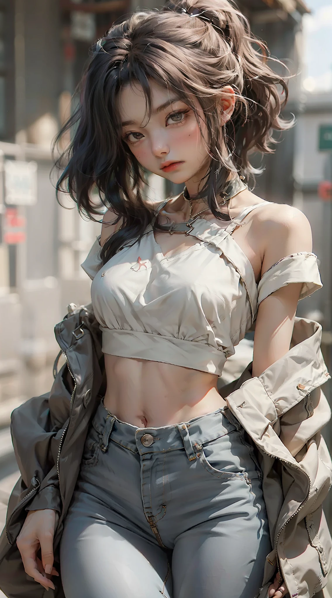 Tight cowboy girl posing for photo,Keep your arms behind your back,full bodyesbian,Exposing bra,Slim body,Smaller bust,Slim girl model,24 years old female model,Leakage out of the collarbone,exposing her chest(1.5)